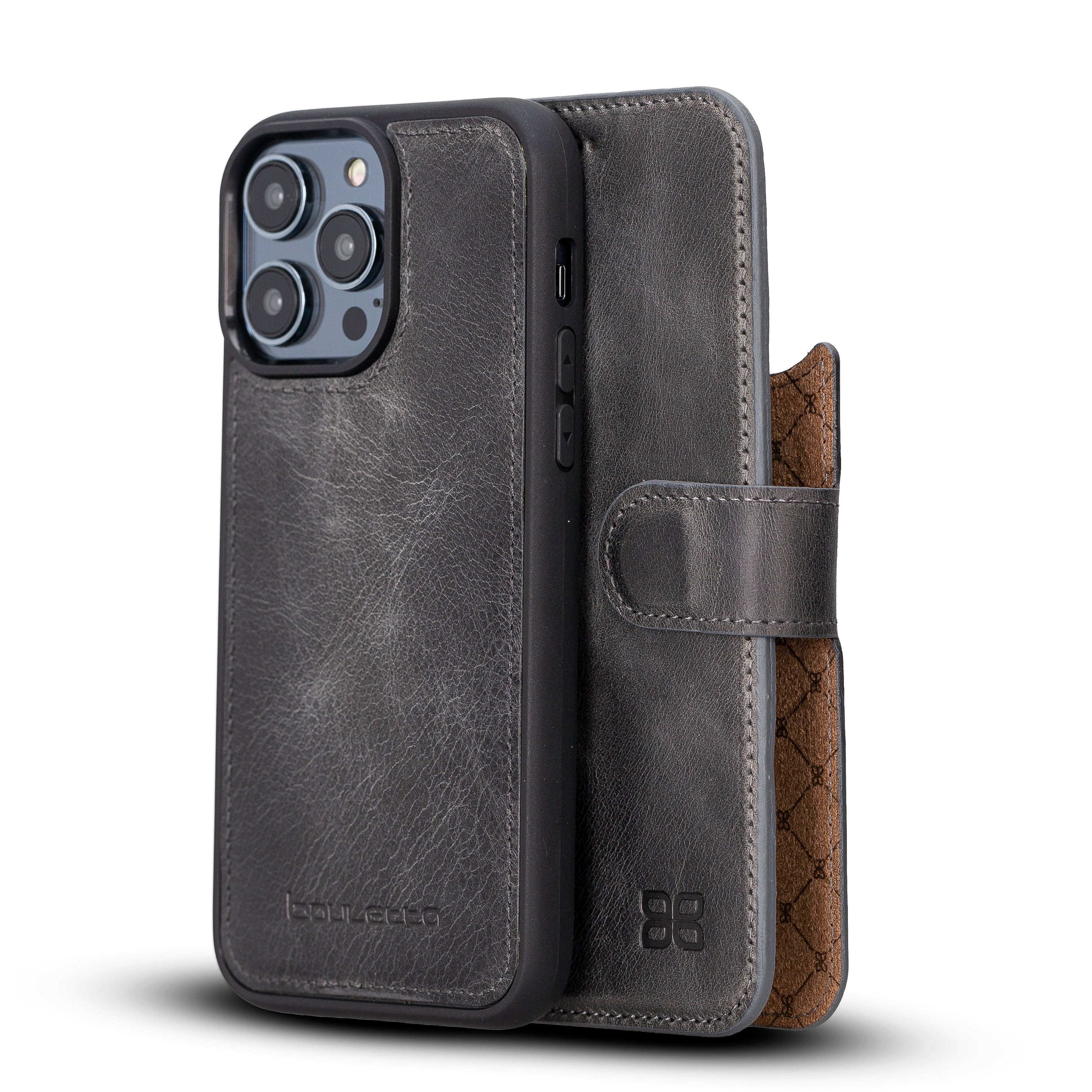 Étui portefeuille amovible en cuir véritable pour iPhone 14 Pro Max (6,7")