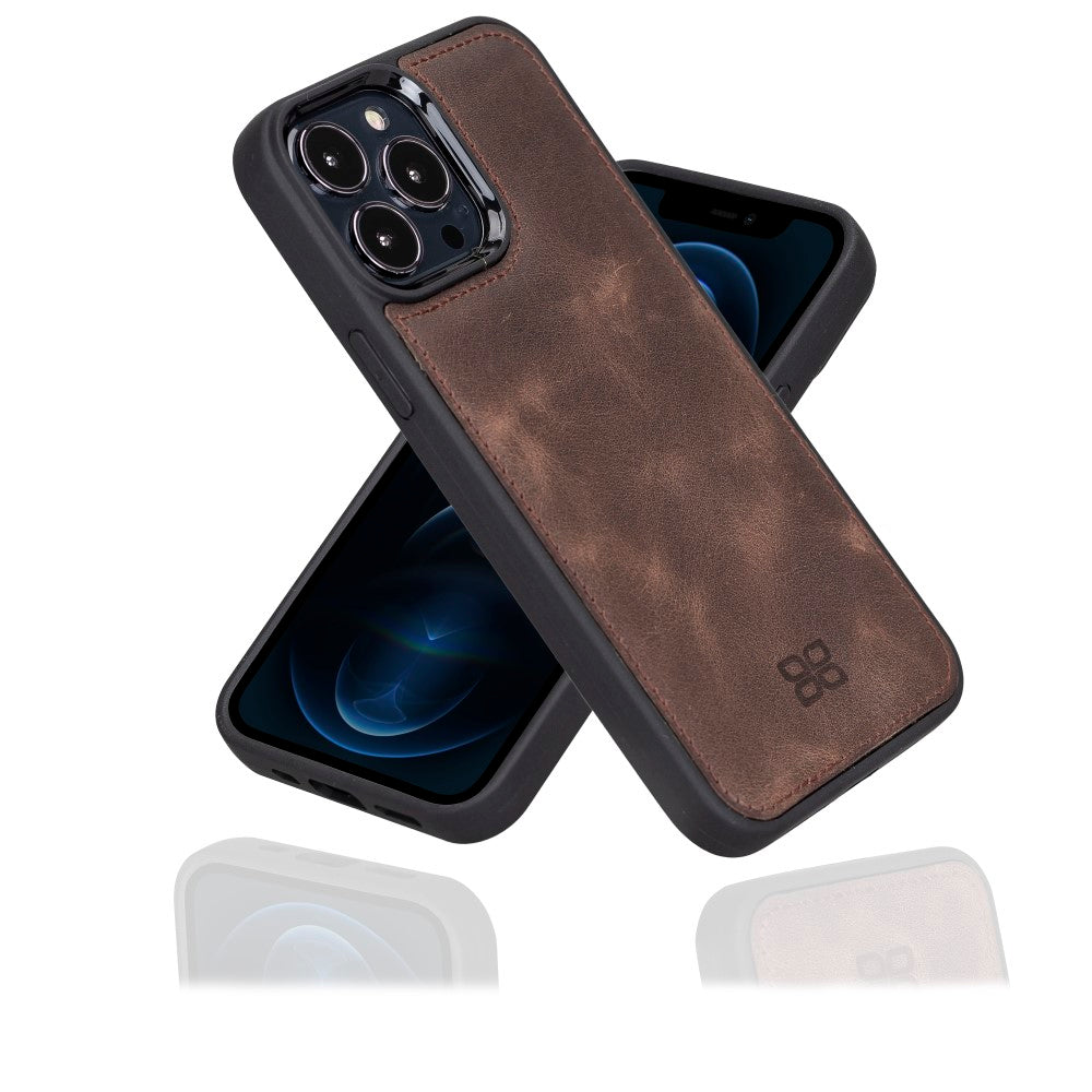 Coque arrière flexible en cuir véritable pour iPhone 13 Series