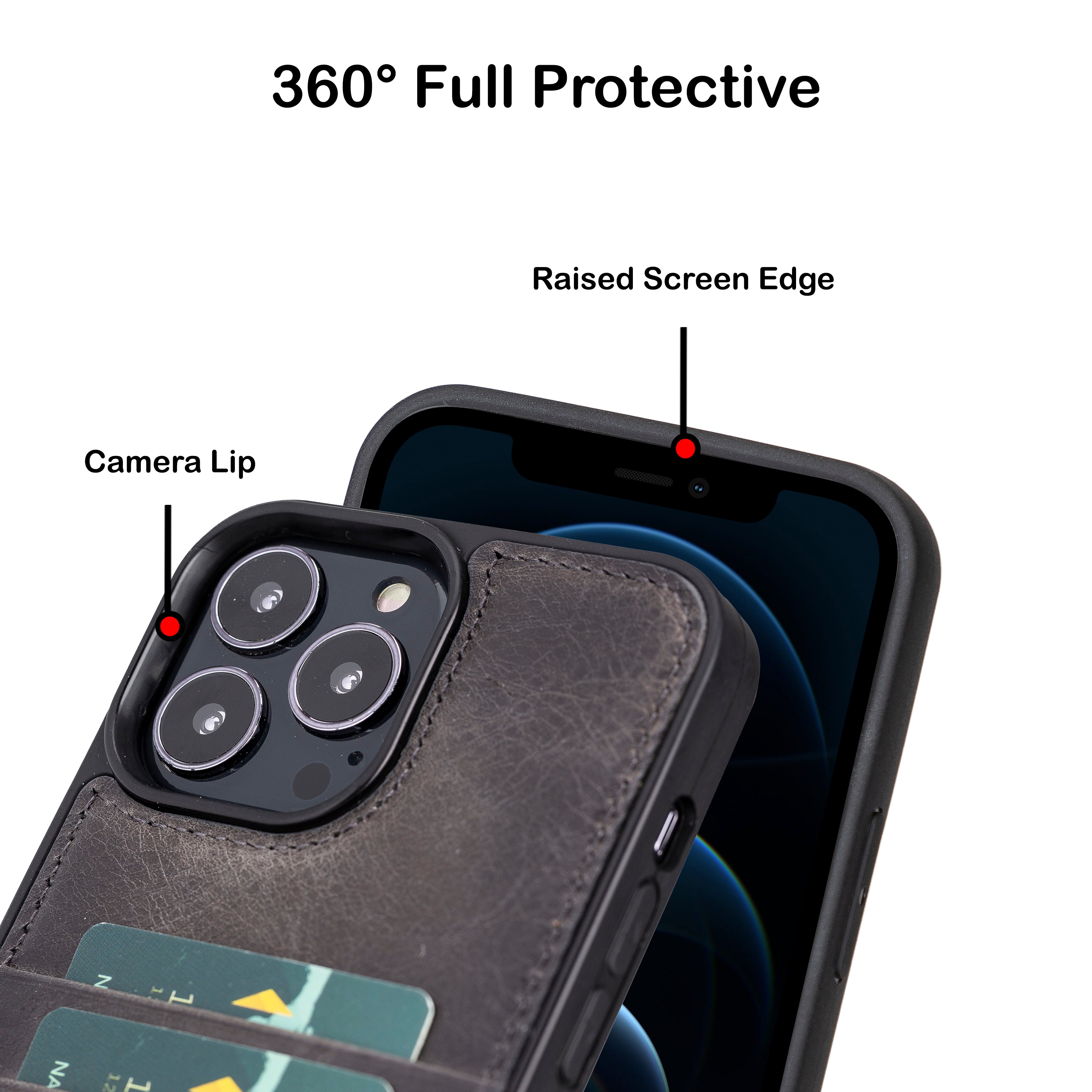 iPhone 11 Series Genuine Leather Flex Back Cover with Card Holder