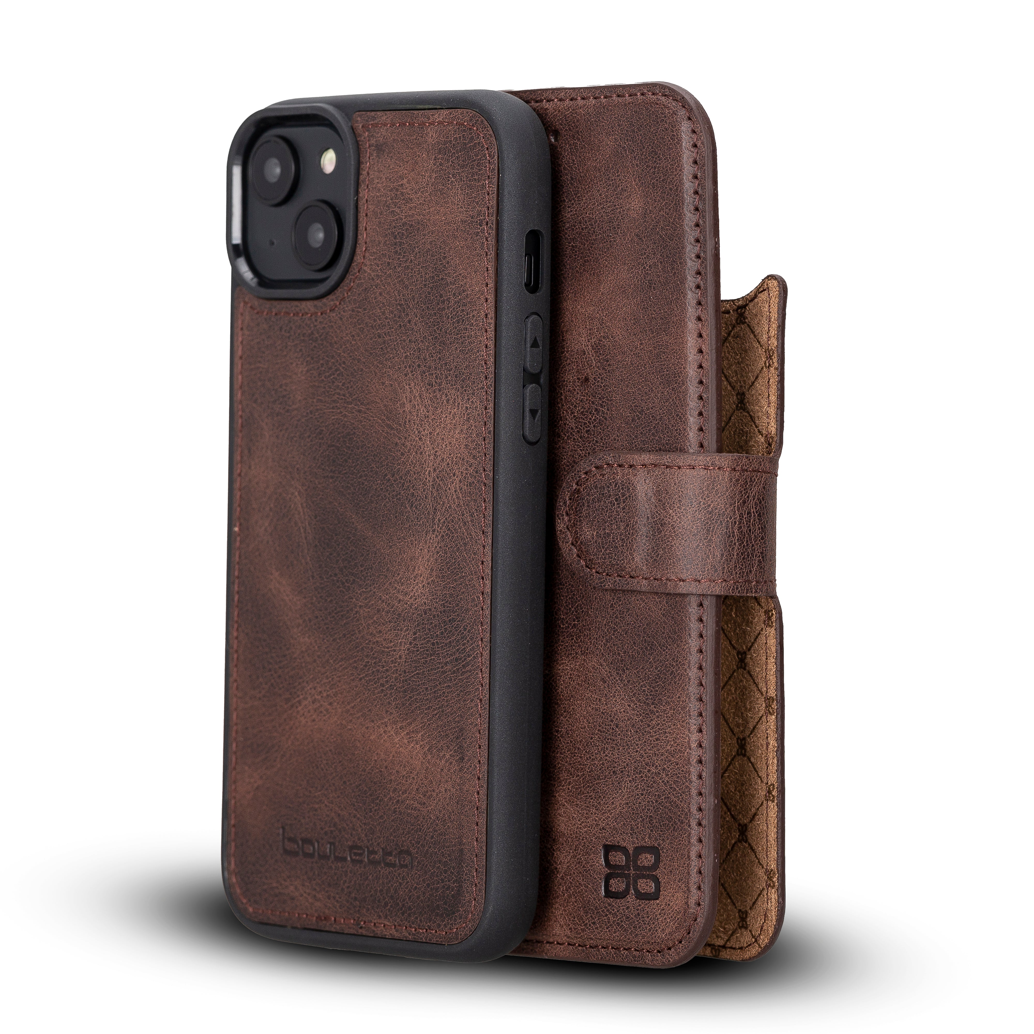 Étui portefeuille amovible en cuir véritable pour iPhone 14 Pro Max (6,7")