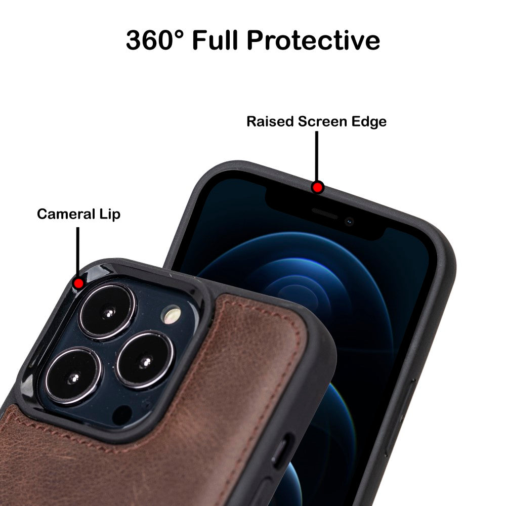 Coque arrière flexible en cuir véritable pour iPhone 13 Series
