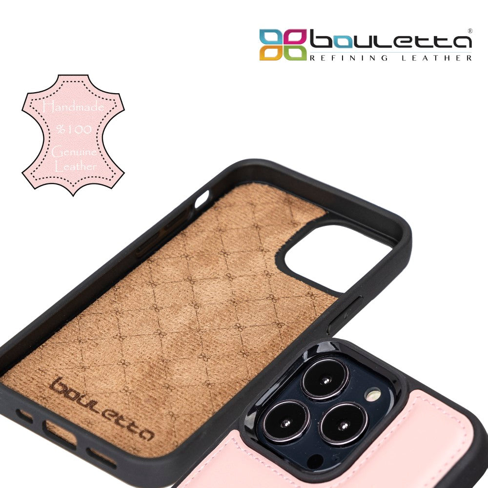 Coque arrière flexible en cuir véritable pour iPhone 13 Series avec porte-cartes