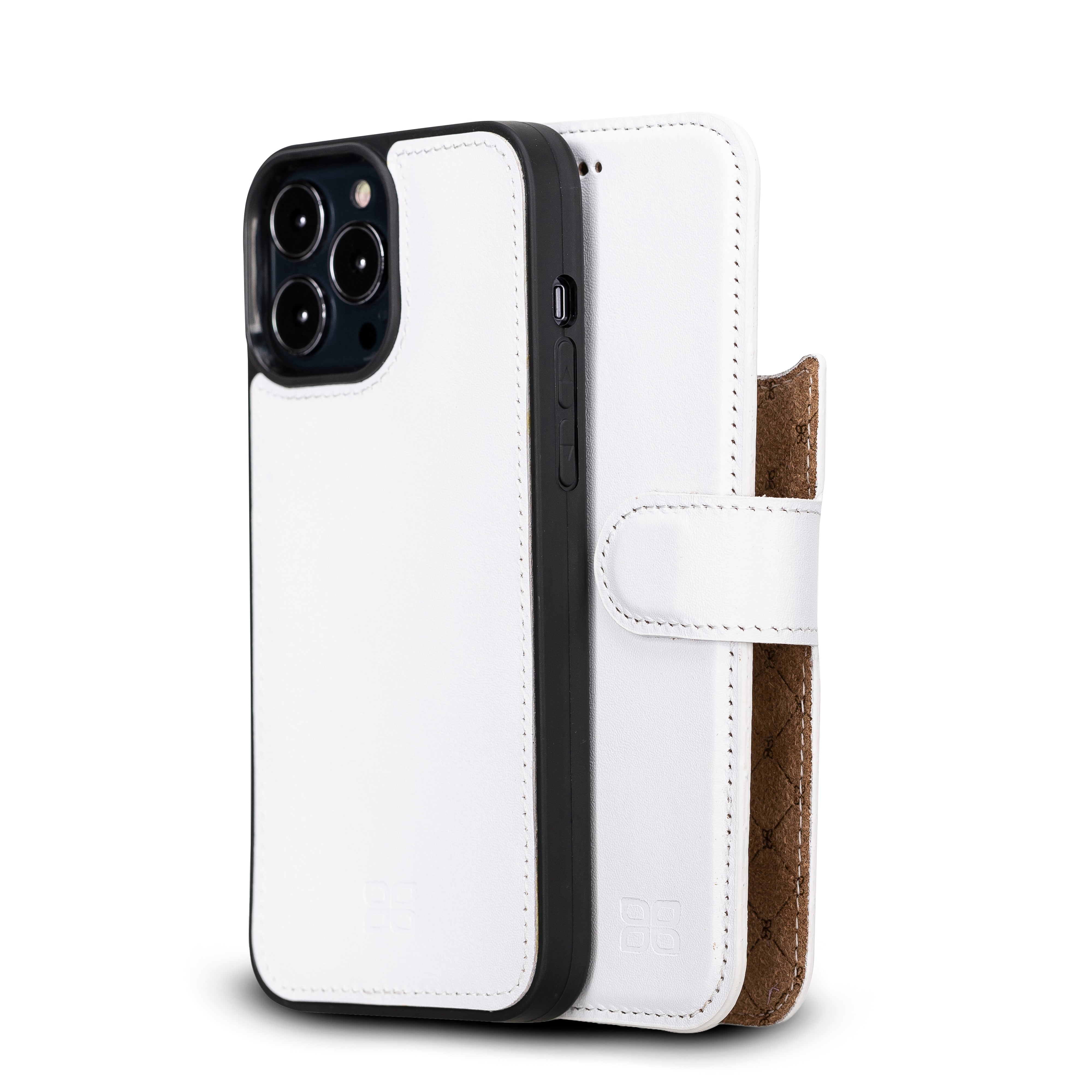 Étui portefeuille détachable en cuir véritable pour iPhone 13