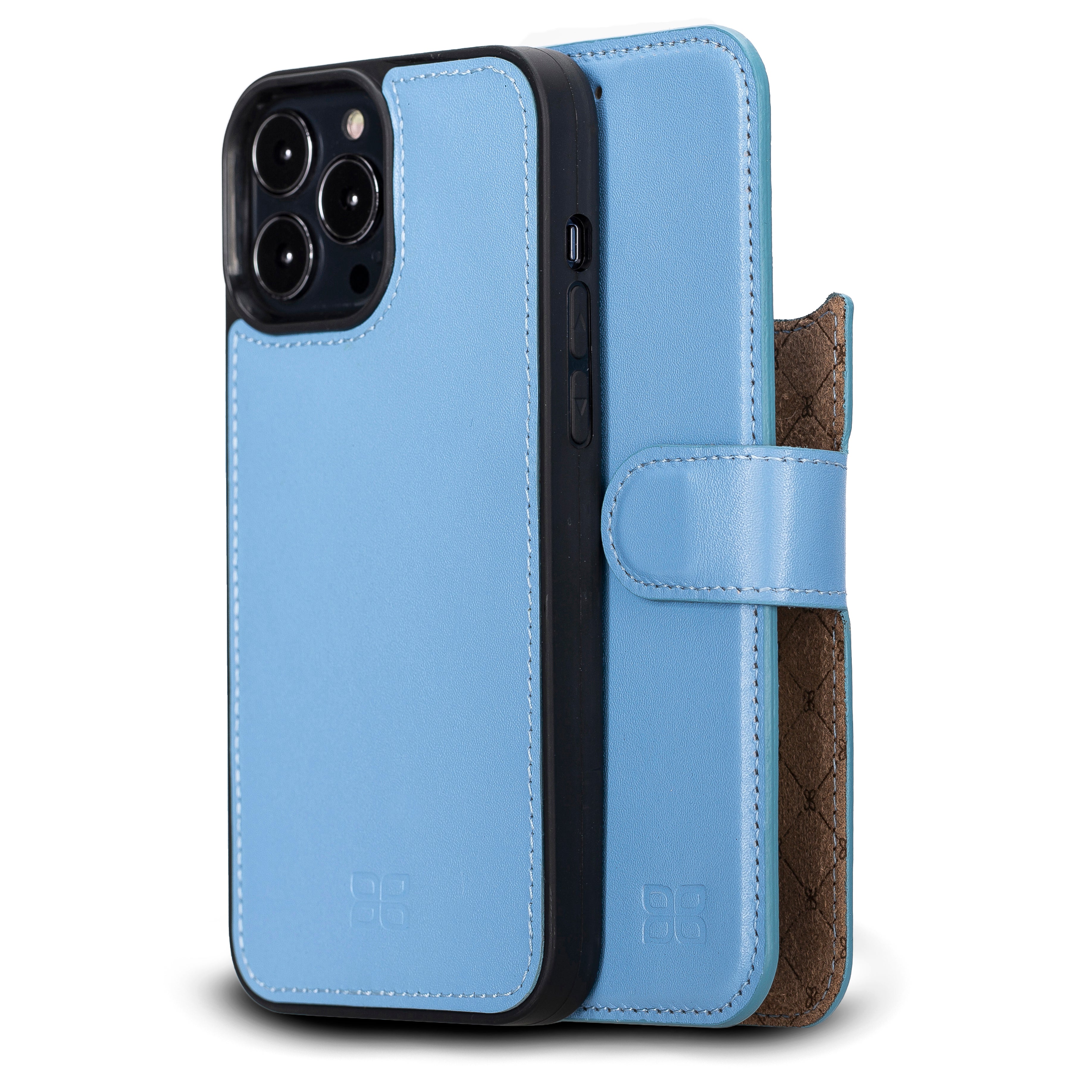 Étui portefeuille détachable en cuir véritable pour iPhone 13