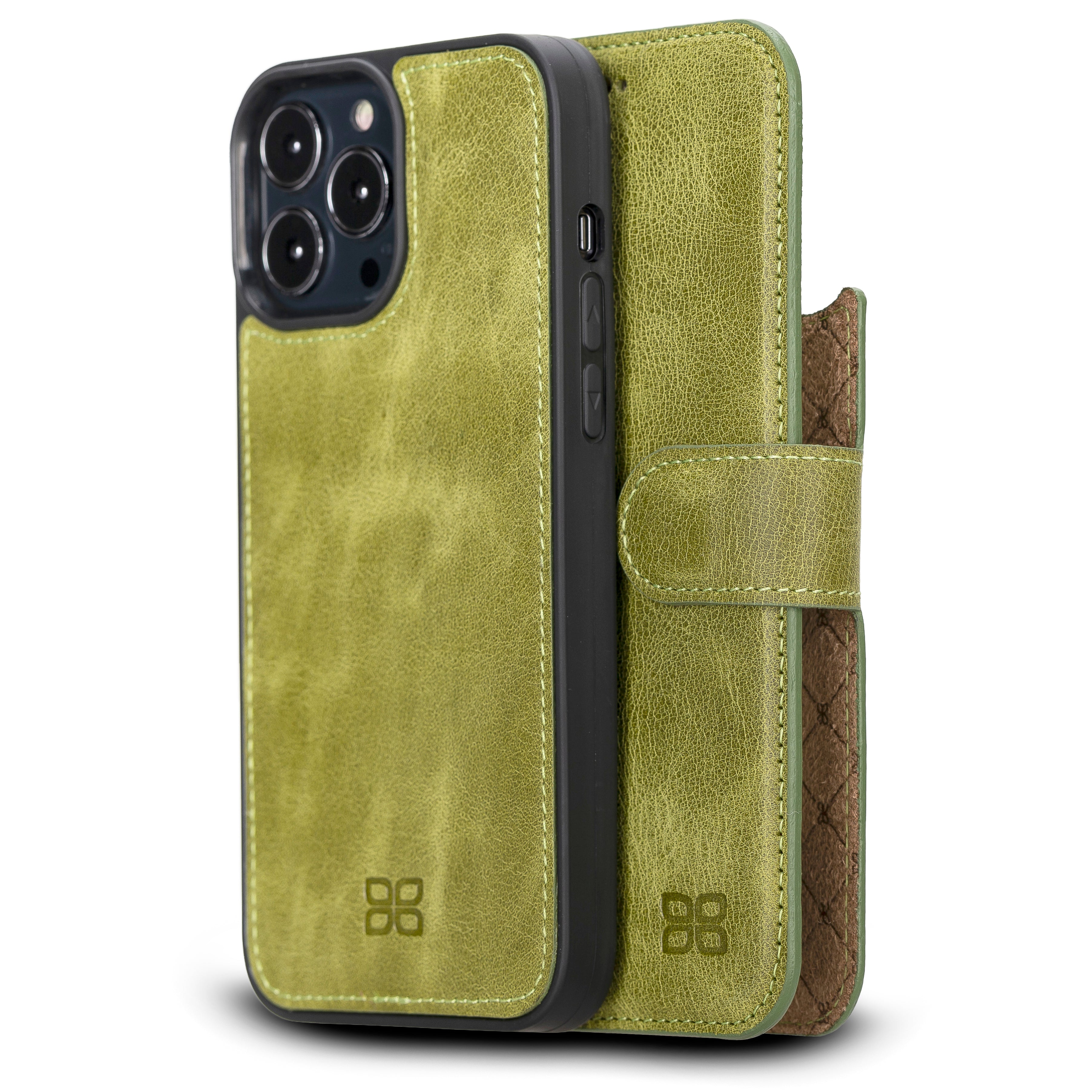 Étui portefeuille détachable en cuir véritable pour iPhone 13