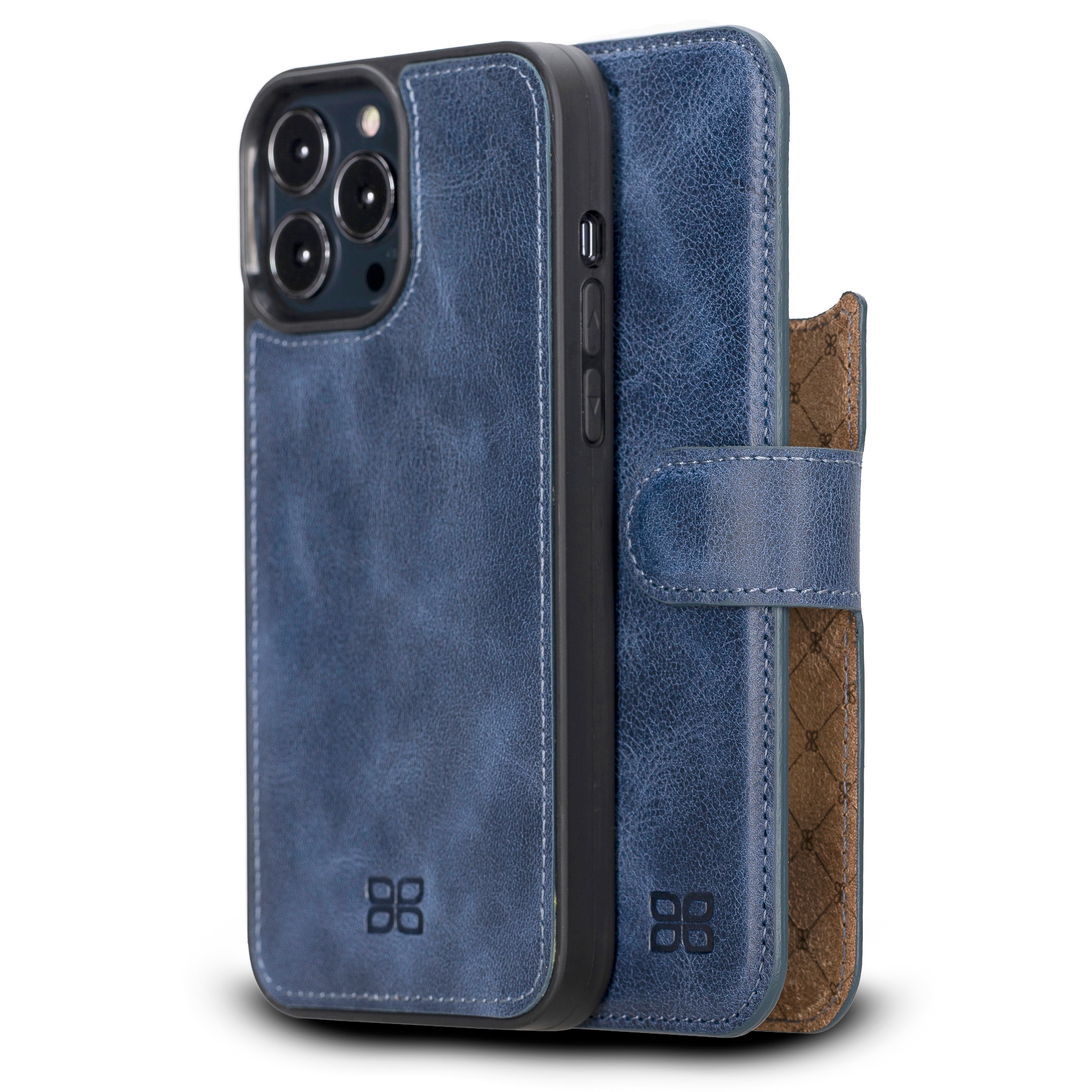 Étui portefeuille détachable en cuir véritable pour iPhone 13