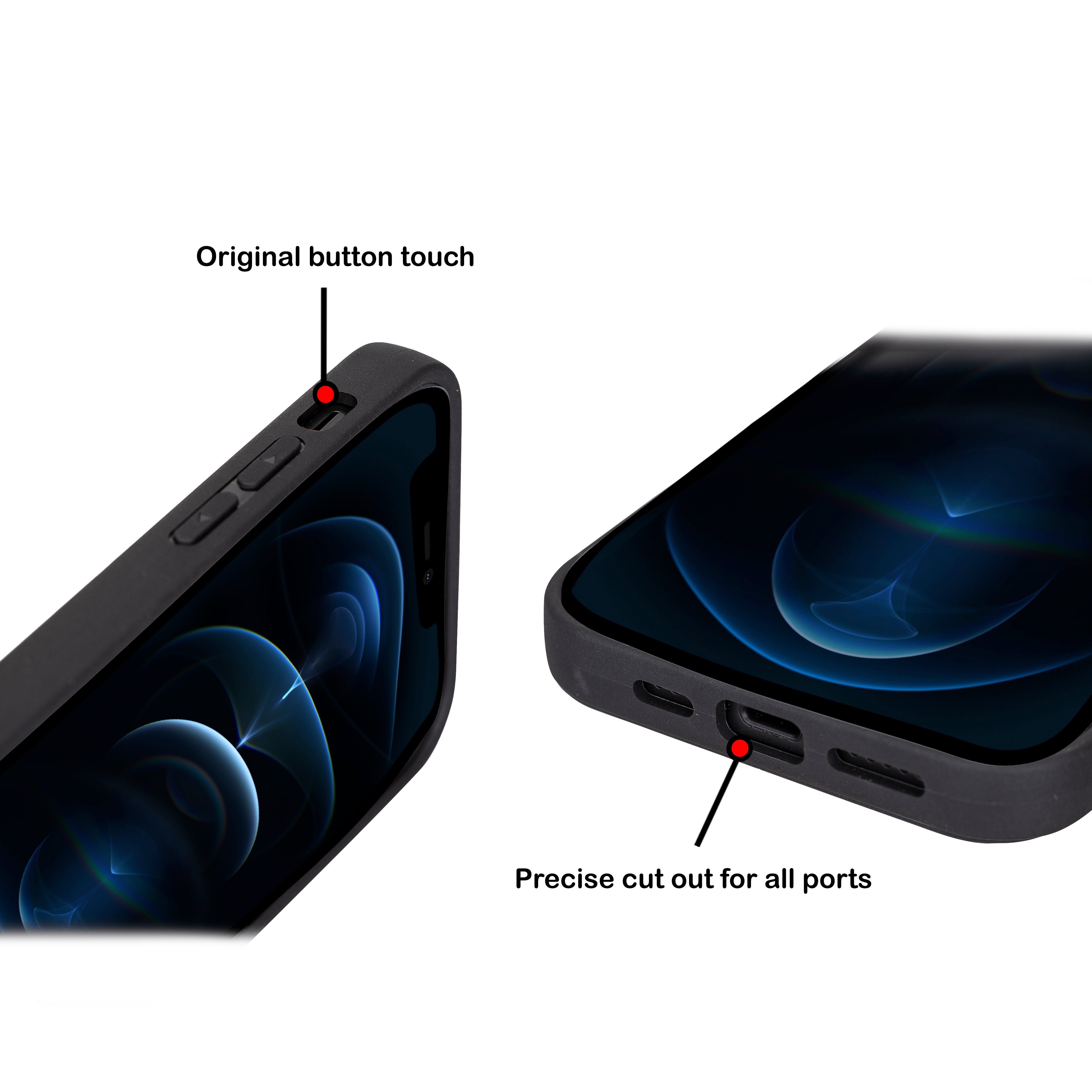 Coque arrière flexible en cuir véritable pour iPhone 13 Series avec porte-cartes
