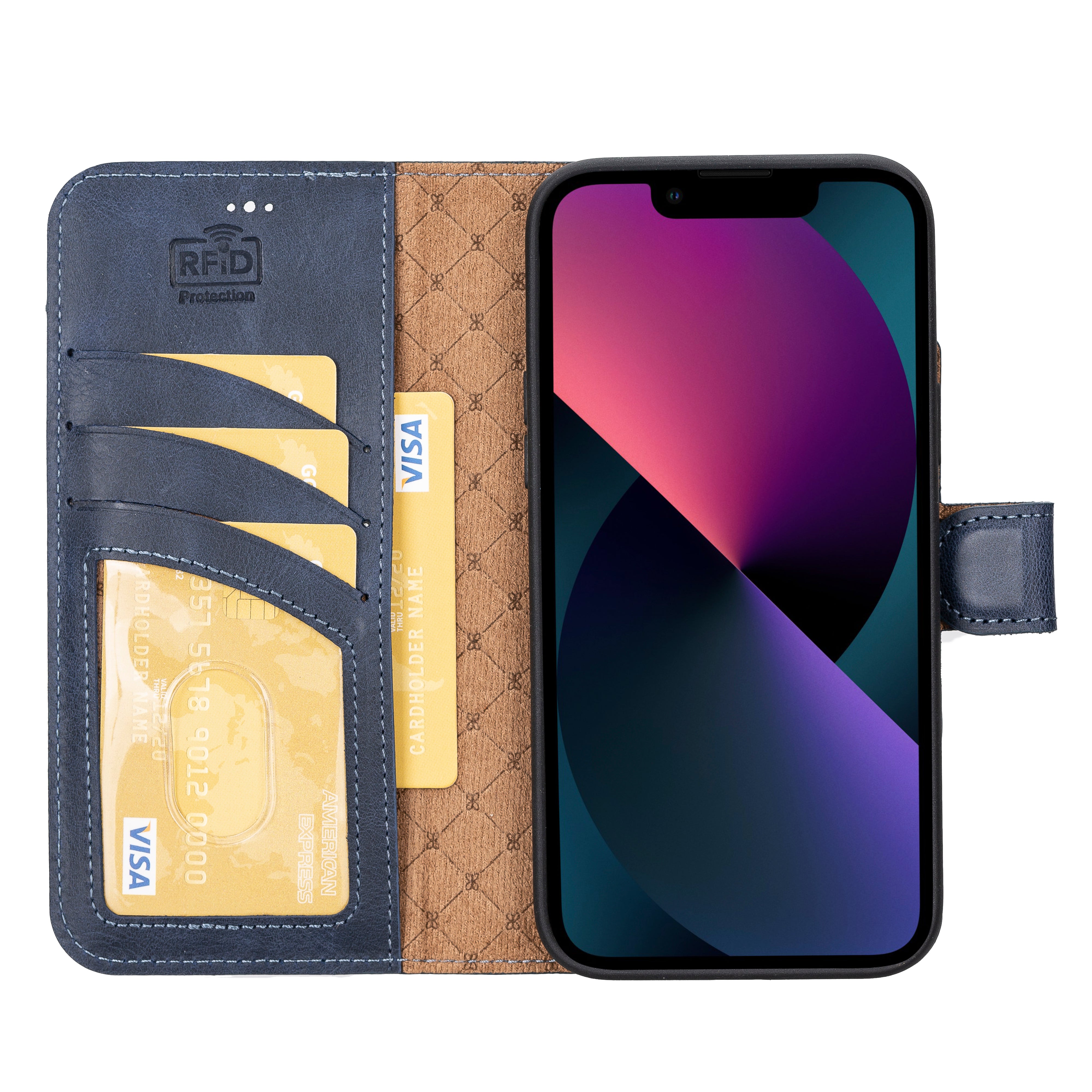 Étui portefeuille amovible en cuir véritable pour iPhone 14 Pro Max (6,7")