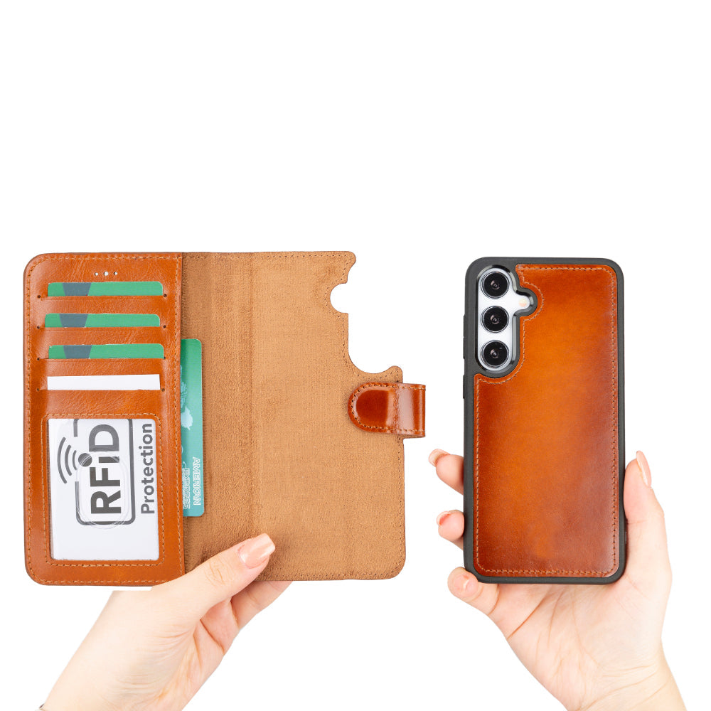 Étui portefeuille amovible en cuir pour Samsung Galaxy S25 Plus