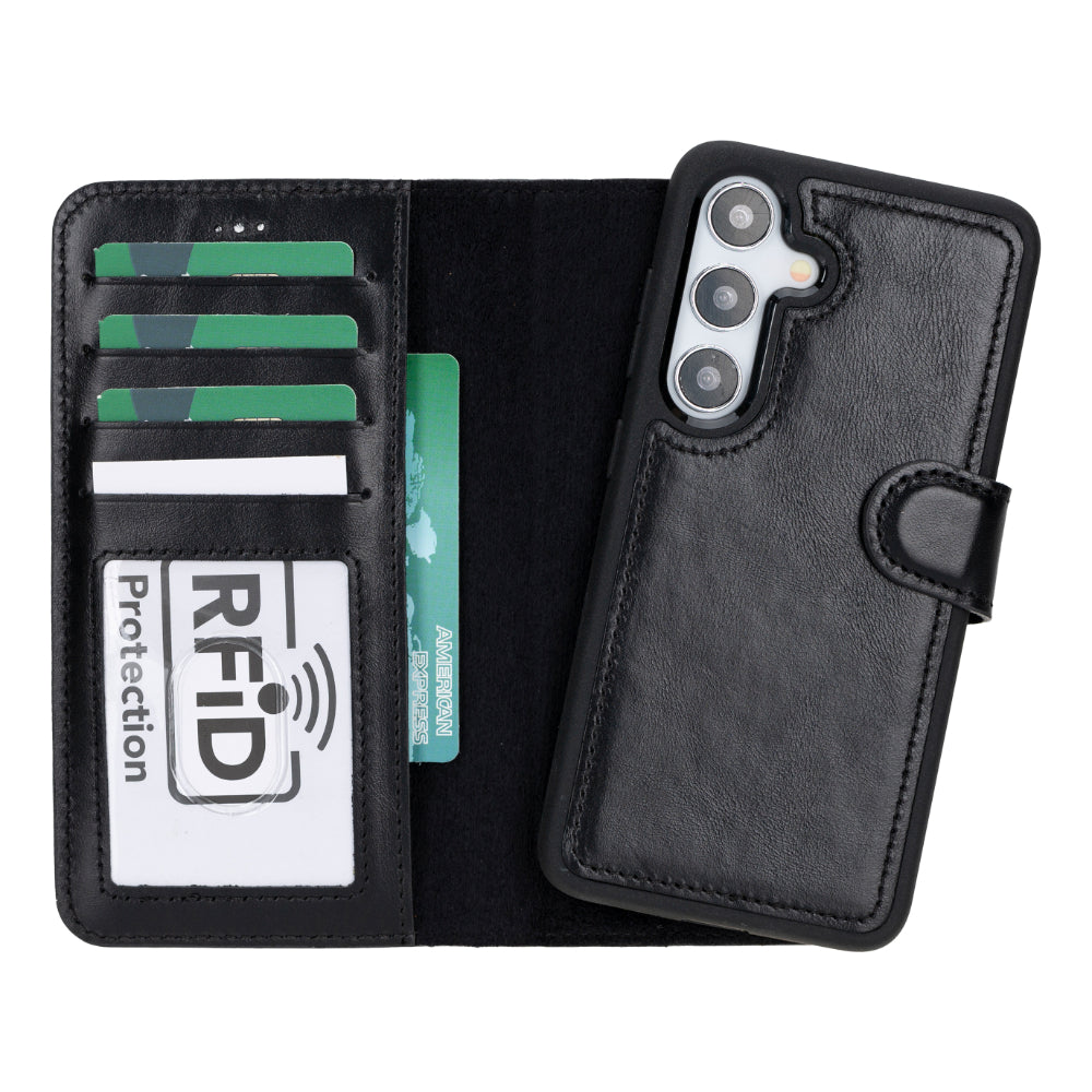 Étui portefeuille amovible en cuir pour Samsung Galaxy S25 Plus