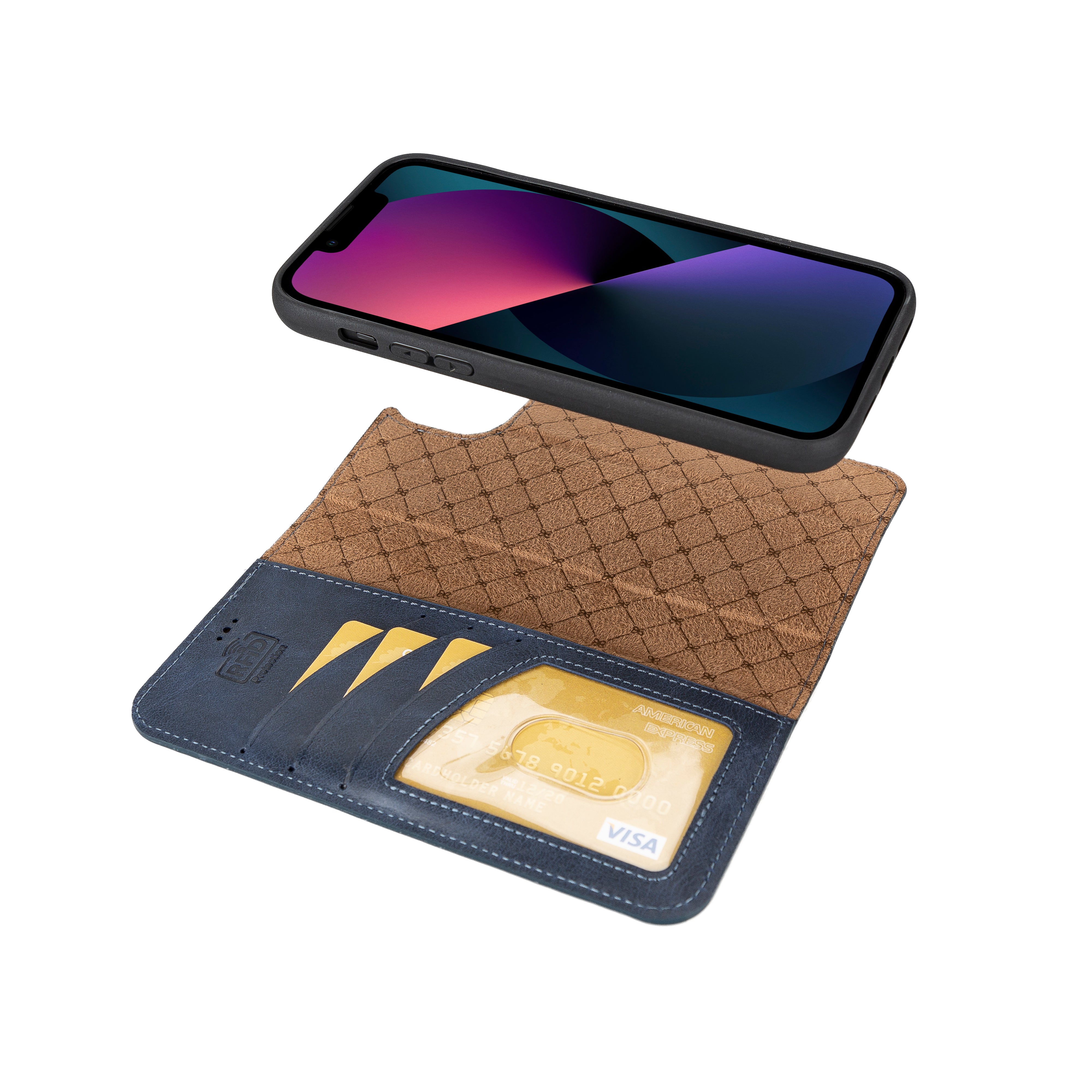 Étui portefeuille amovible en cuir véritable pour iPhone 14 Pro Max (6,7")