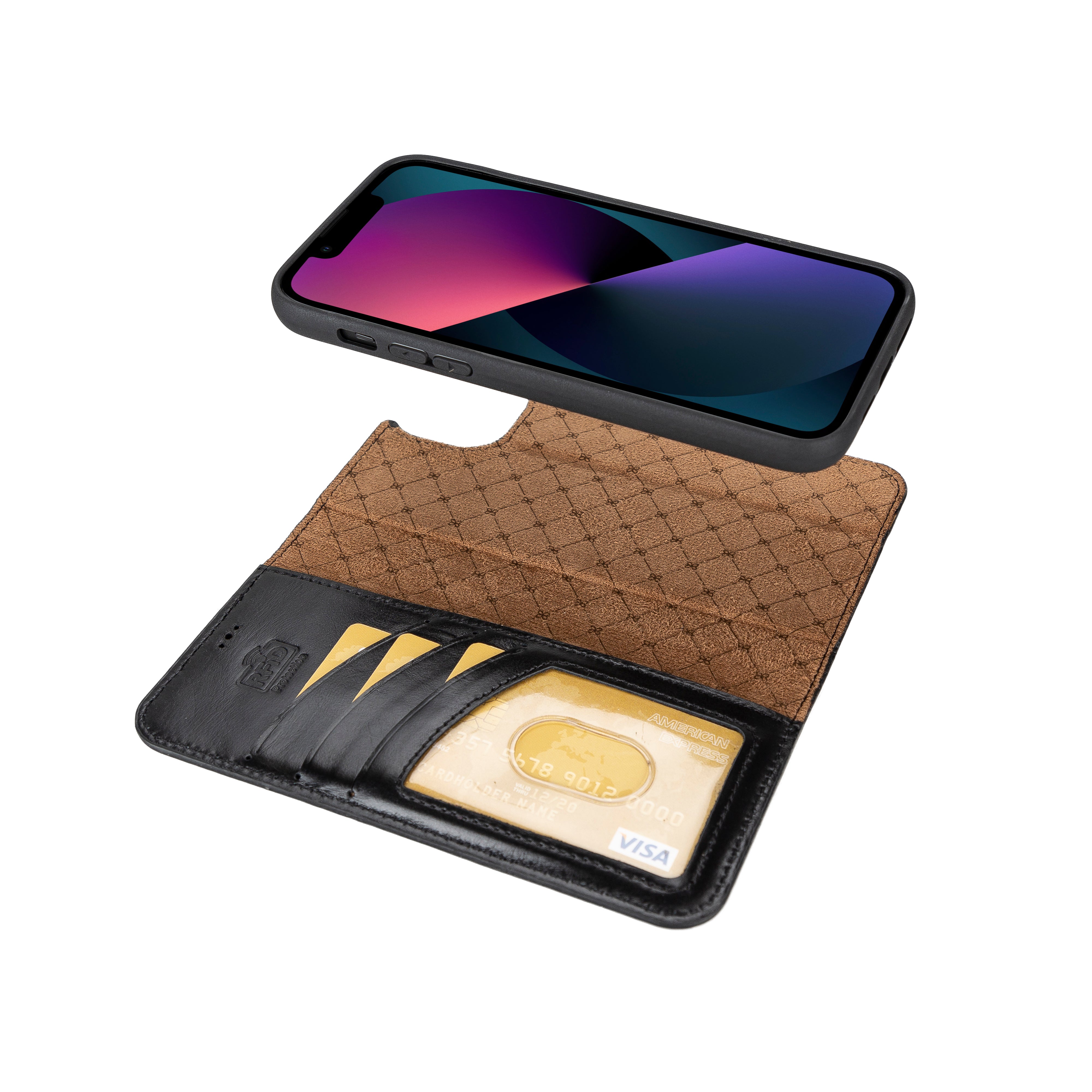 Étui portefeuille amovible en cuir véritable pour iPhone 14 Pro Max (6,7")