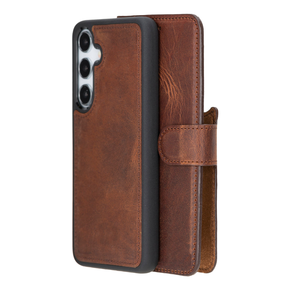 Étui portefeuille amovible en cuir pour Samsung Galaxy S25 Plus