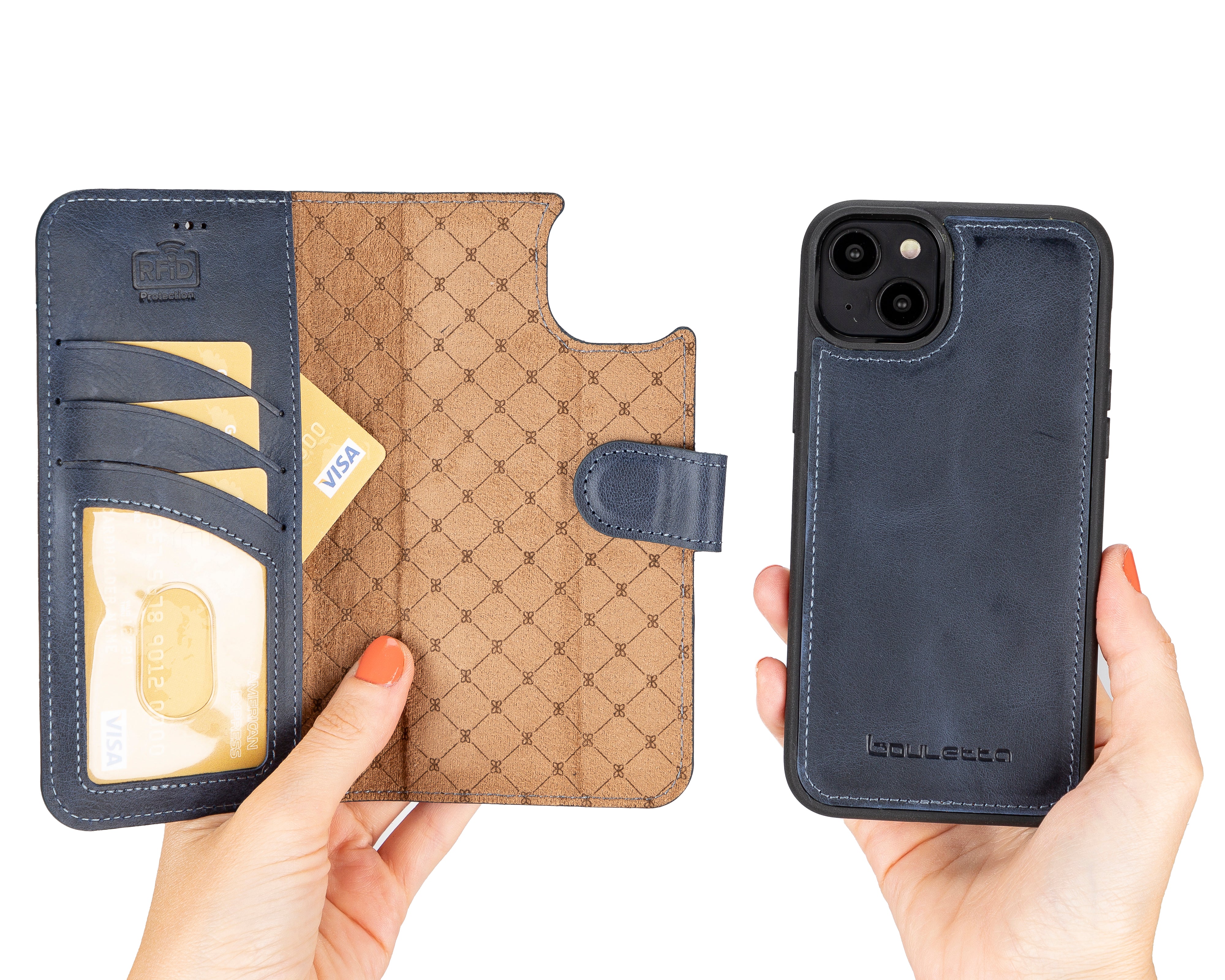 Étui portefeuille amovible en cuir véritable pour iPhone 14 Pro Max (6,7")