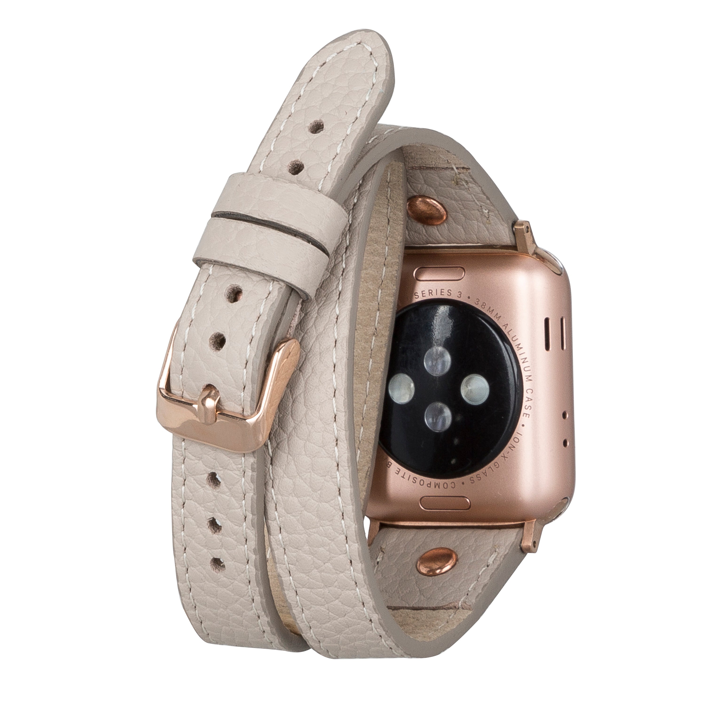 Bracelet de montre Hector en cuir véritable à double tour pour Apple iWatch