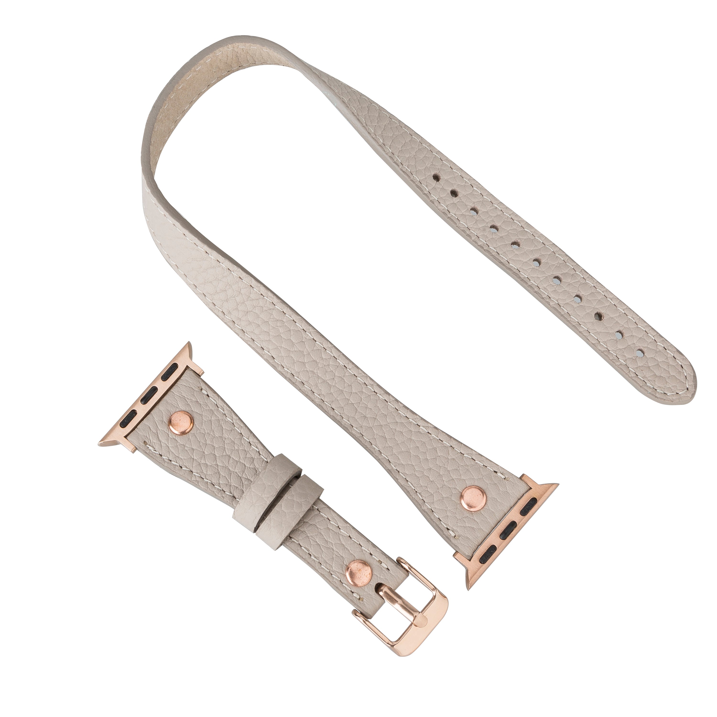 Bracelet de montre Hector en cuir véritable à double tour pour Apple iWatch
