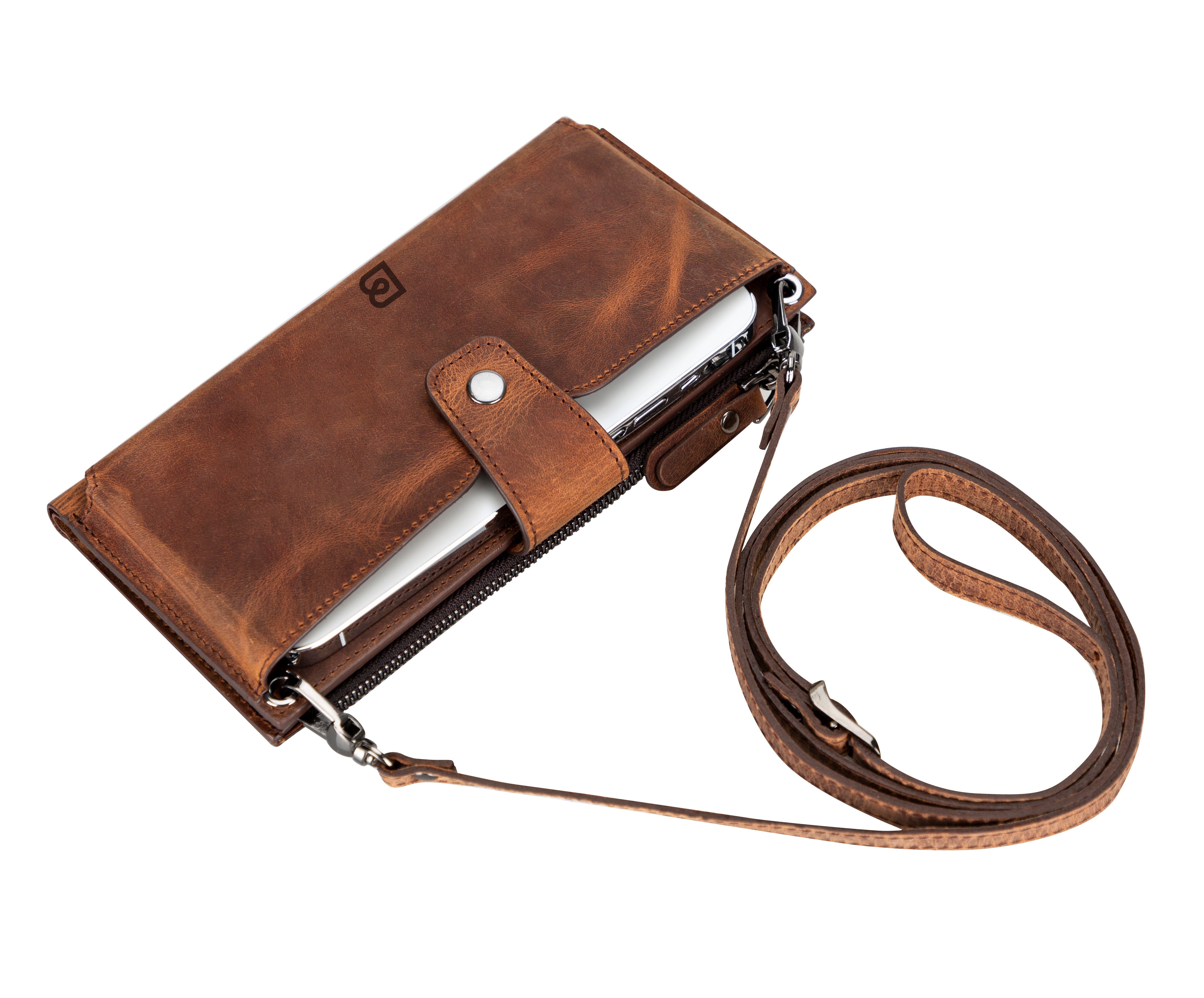 Nexora Genuine Leather Strap Crossbody Wallet for Women