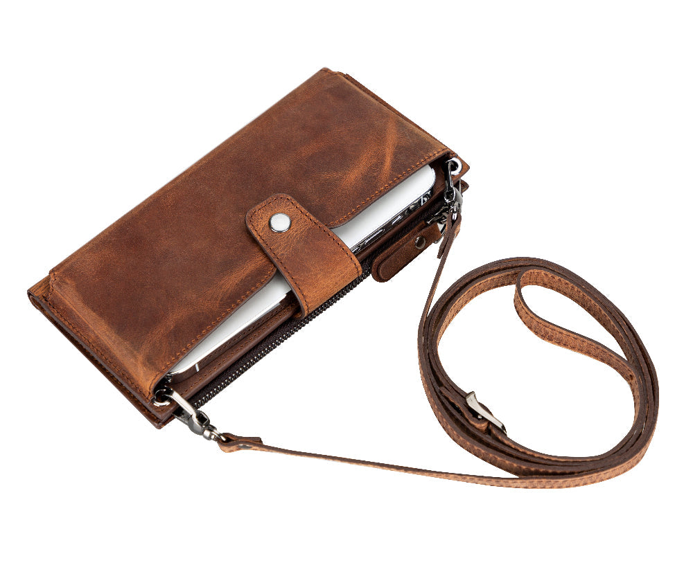 Lozan Strap Genuine Leather Crossbody Wallet