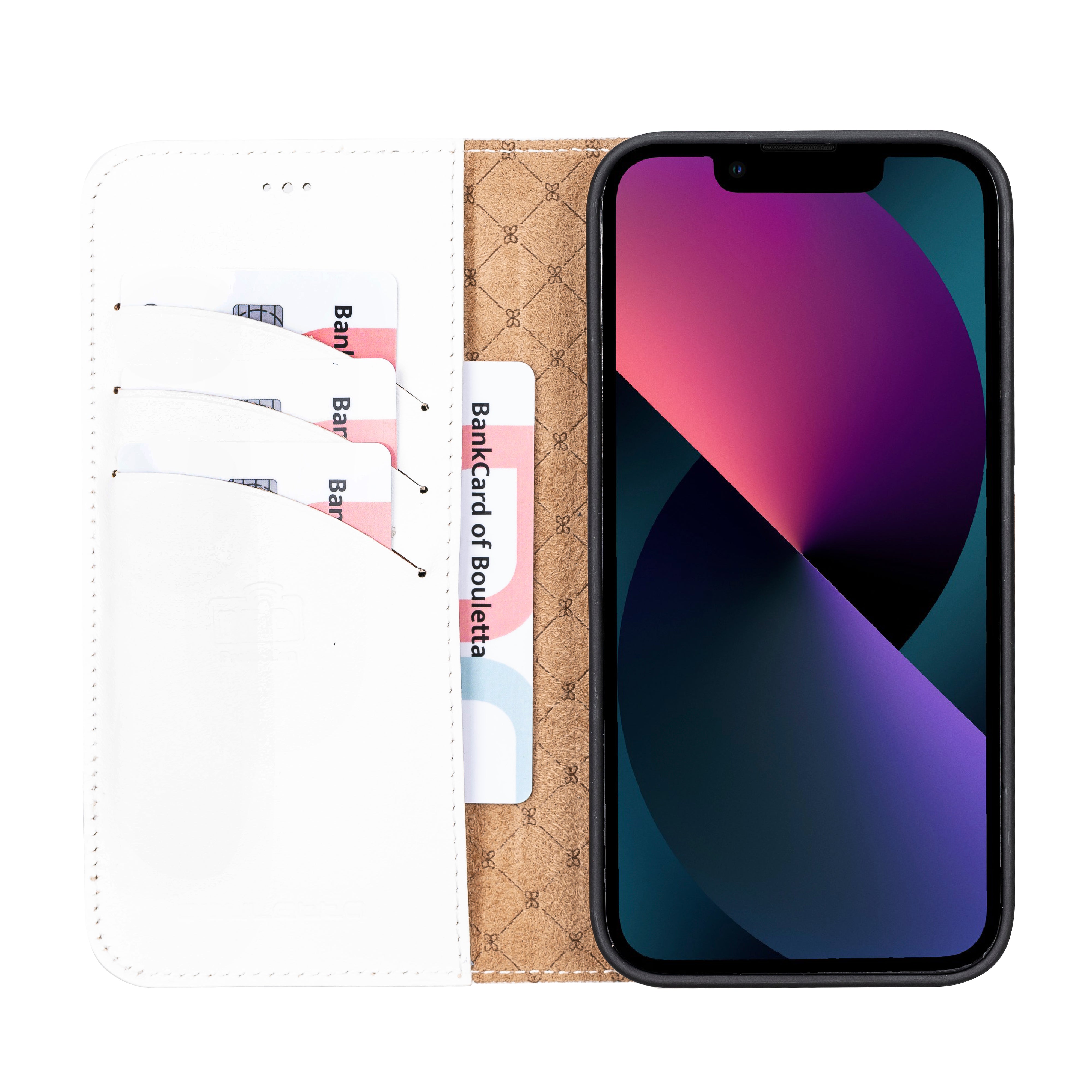 Étui portefeuille détachable en cuir véritable pour iPhone 13