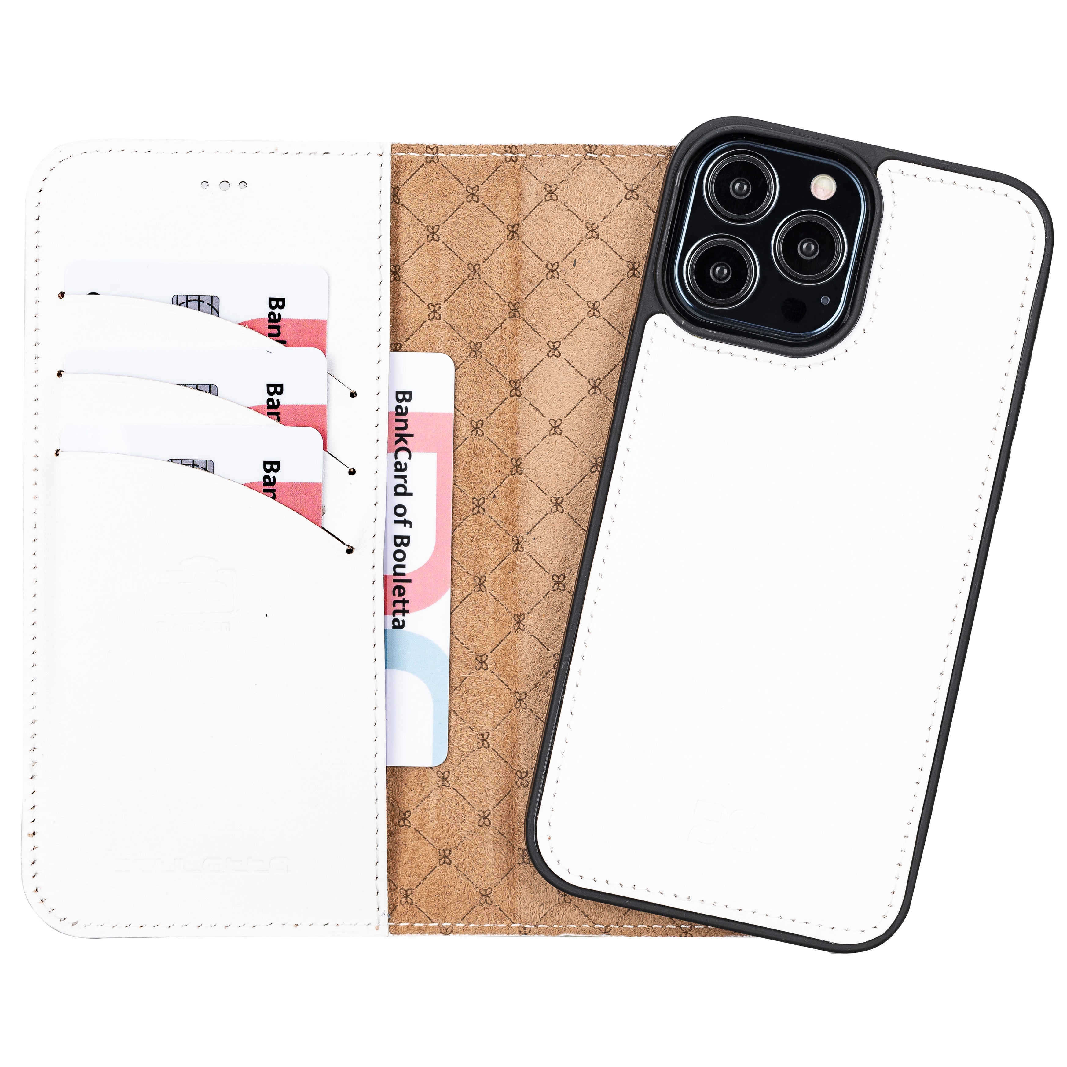 Étui portefeuille détachable en cuir véritable pour iPhone 13