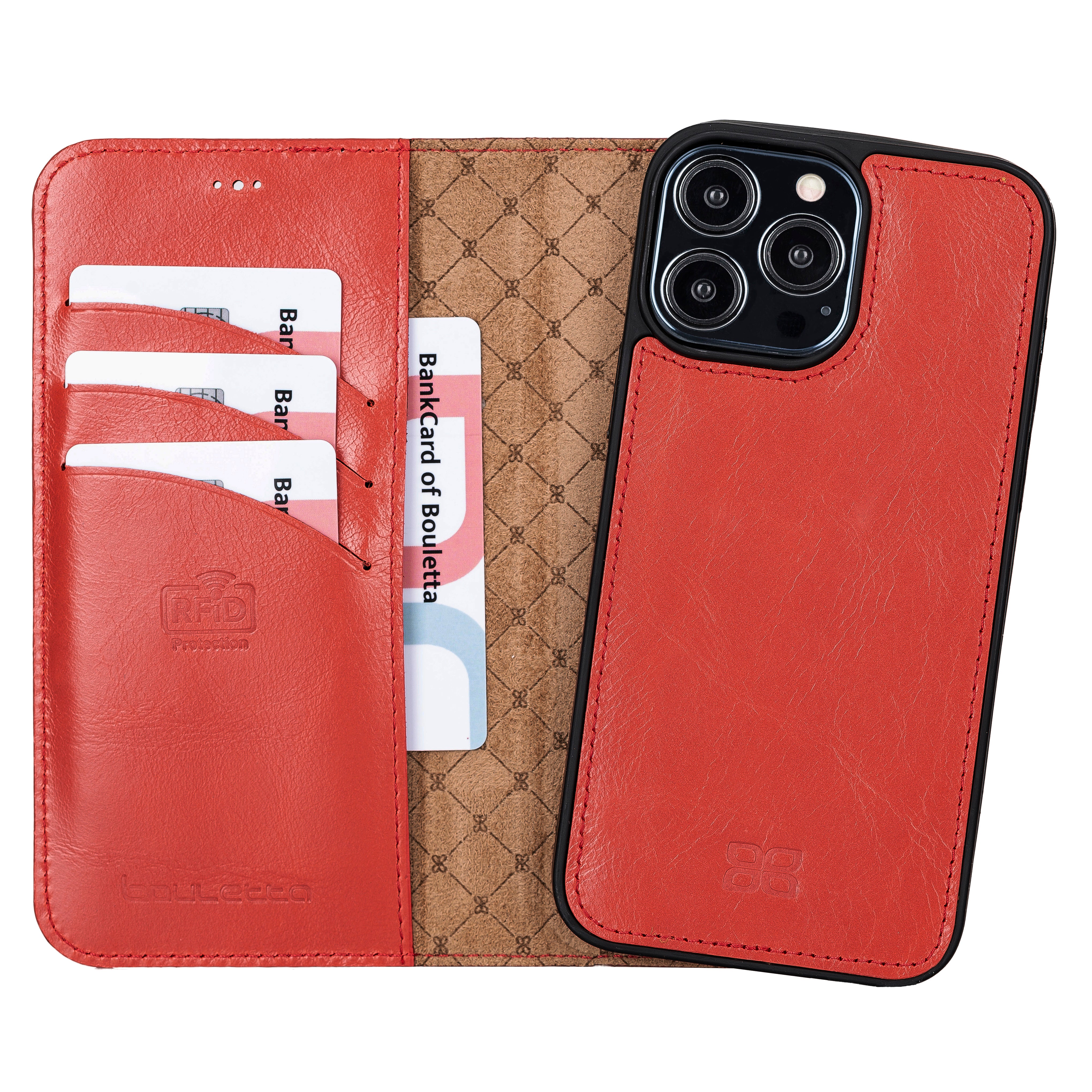 Étui portefeuille détachable en cuir véritable pour iPhone 13