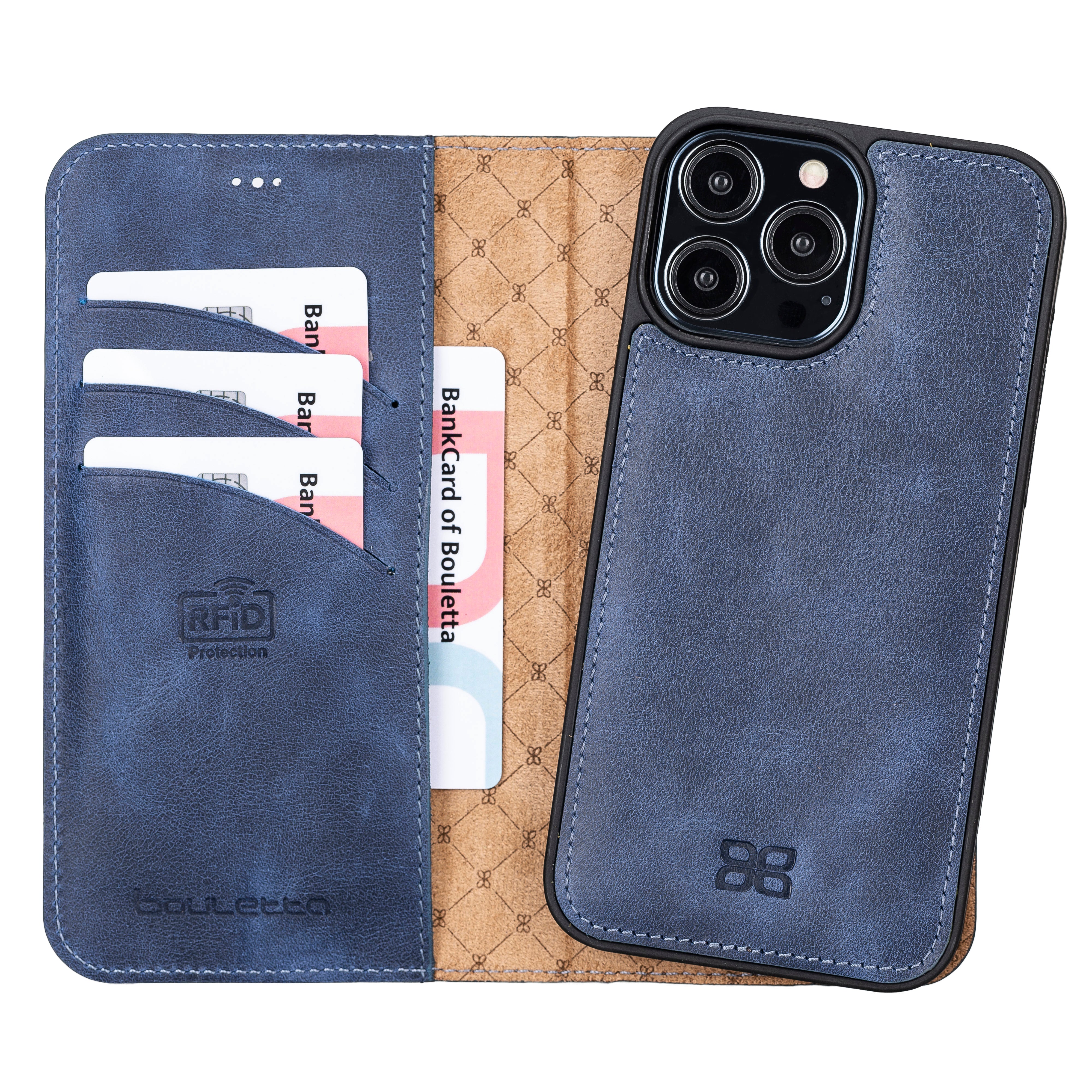 Étui portefeuille détachable en cuir véritable pour iPhone 13