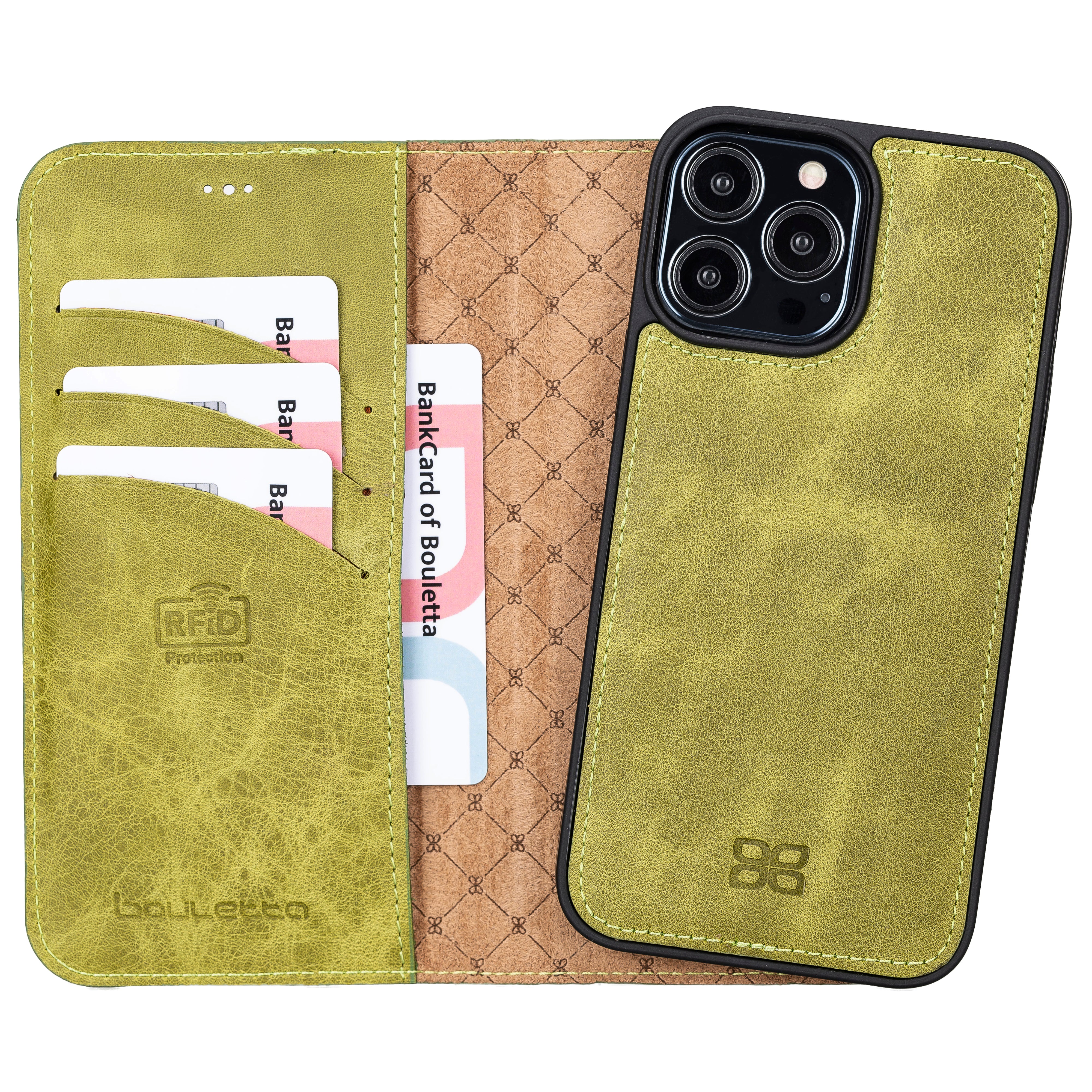 Étui portefeuille détachable en cuir véritable pour iPhone 13