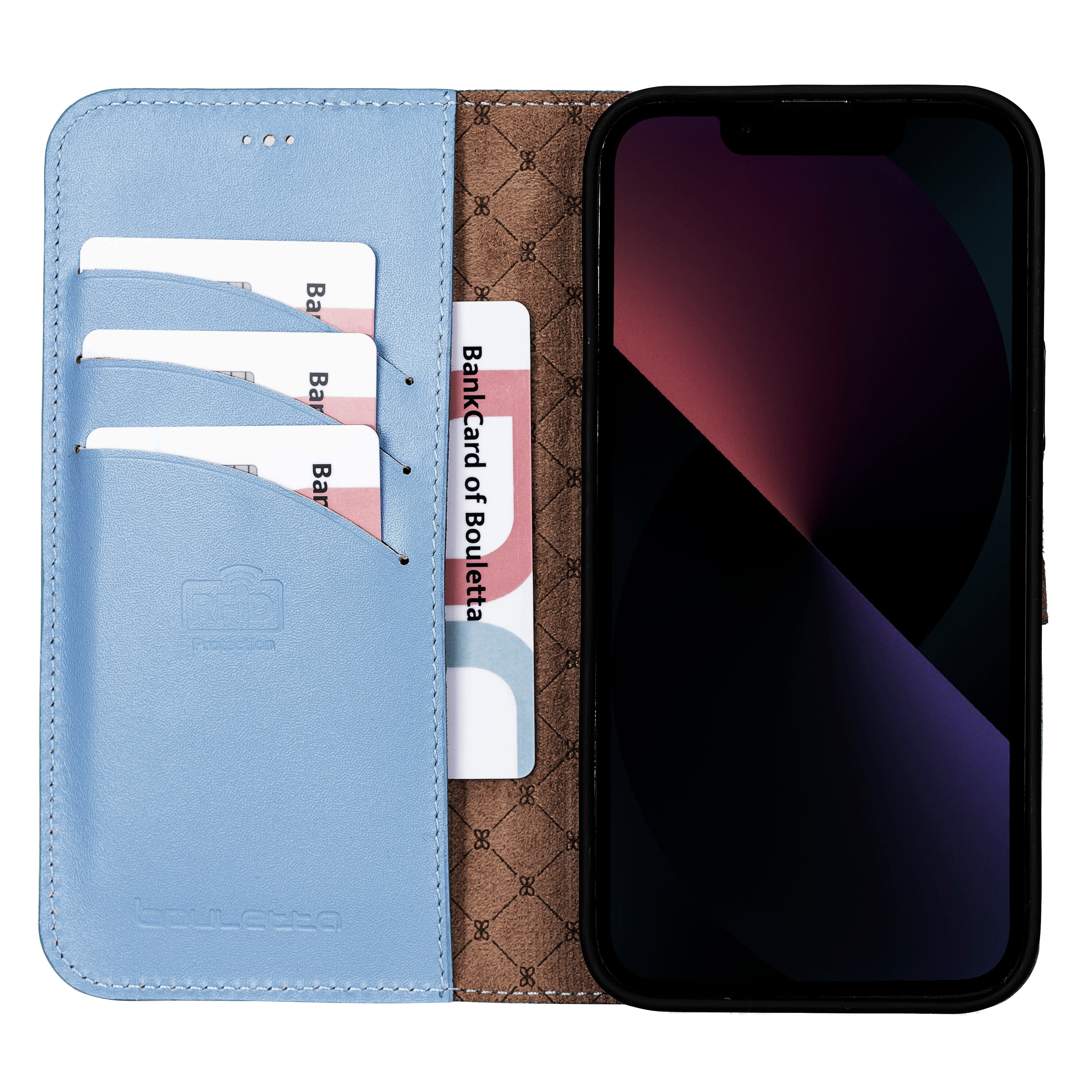 Étui portefeuille détachable en cuir véritable pour iPhone 13