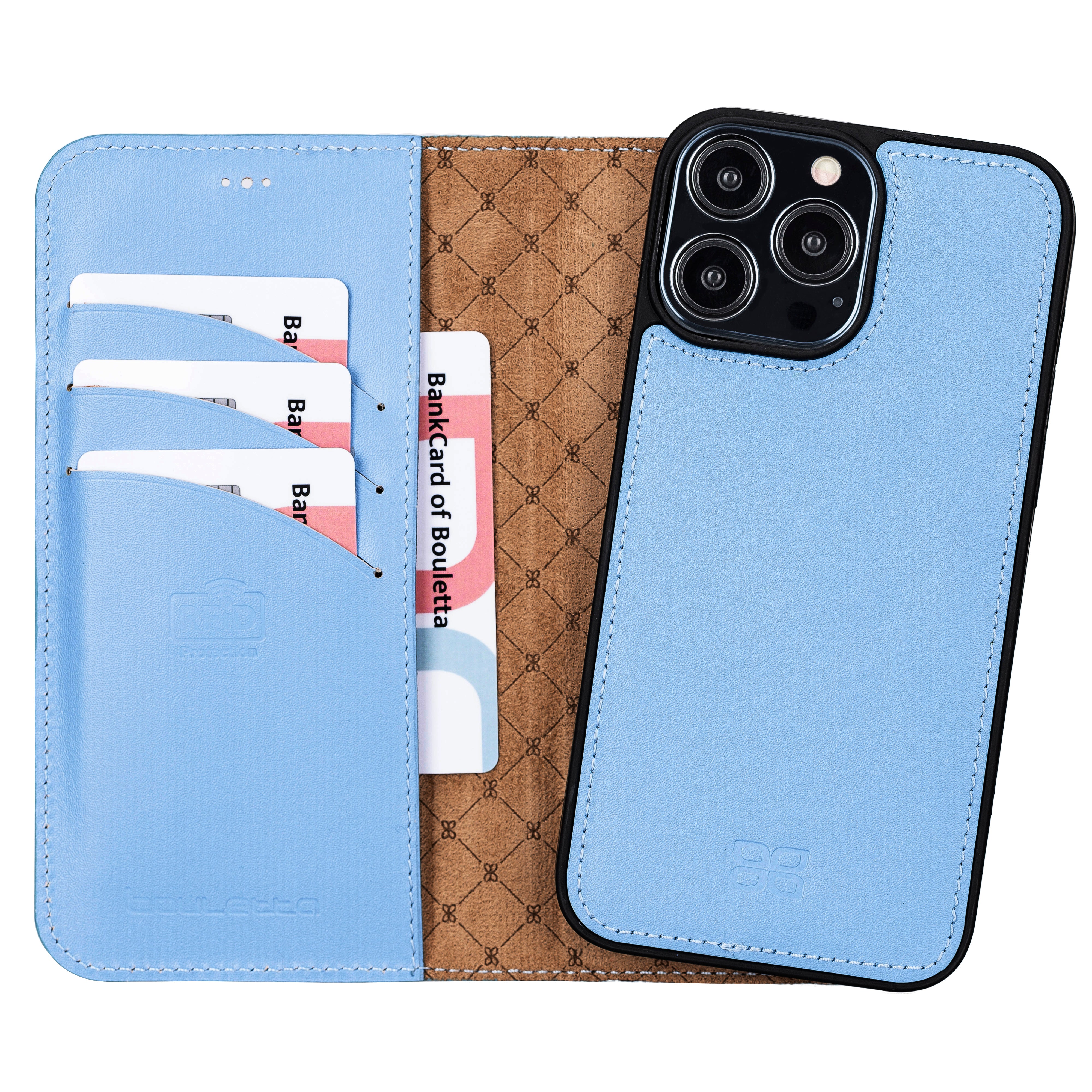 Étui portefeuille détachable en cuir véritable pour iPhone 13