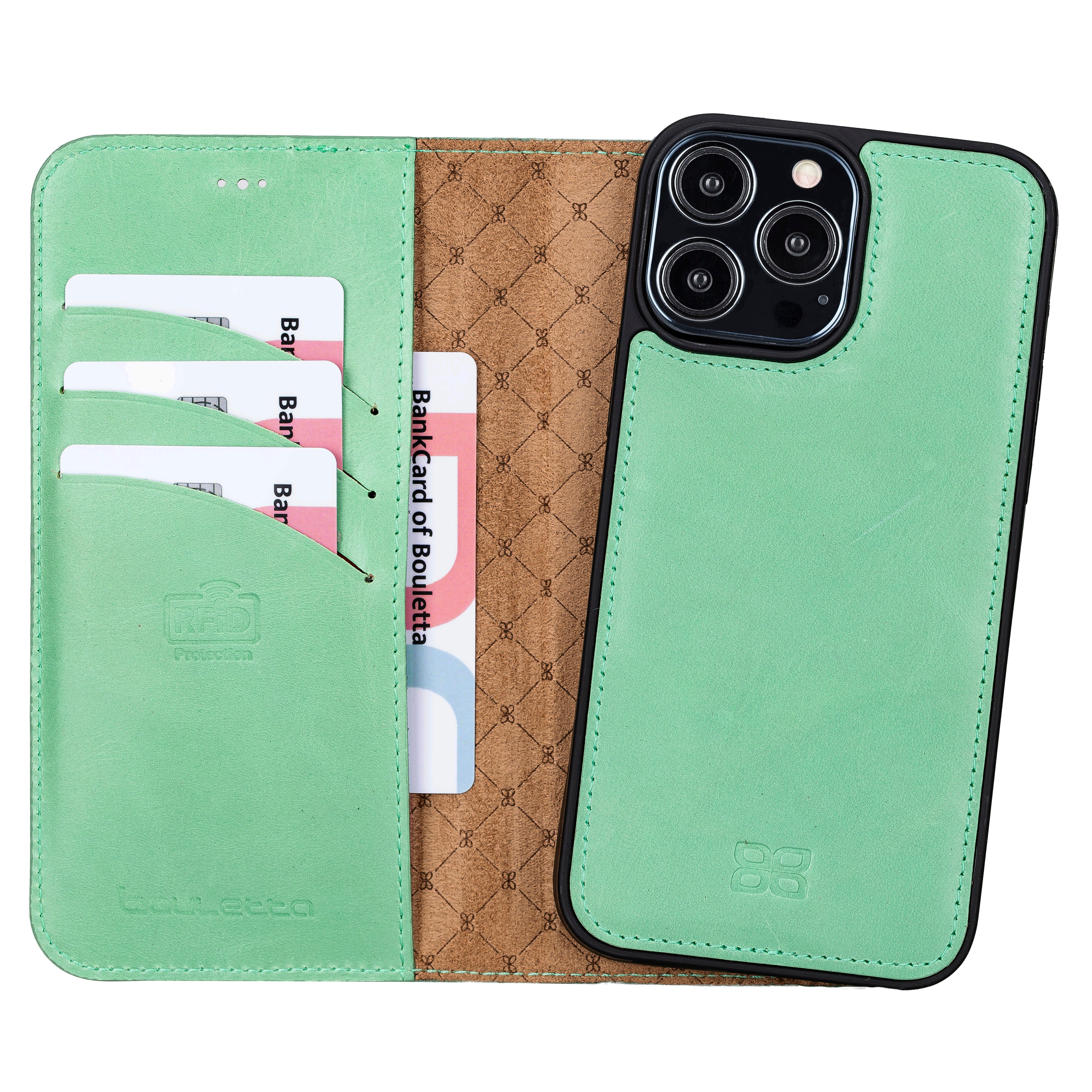 Étui portefeuille détachable en cuir véritable pour iPhone 13
