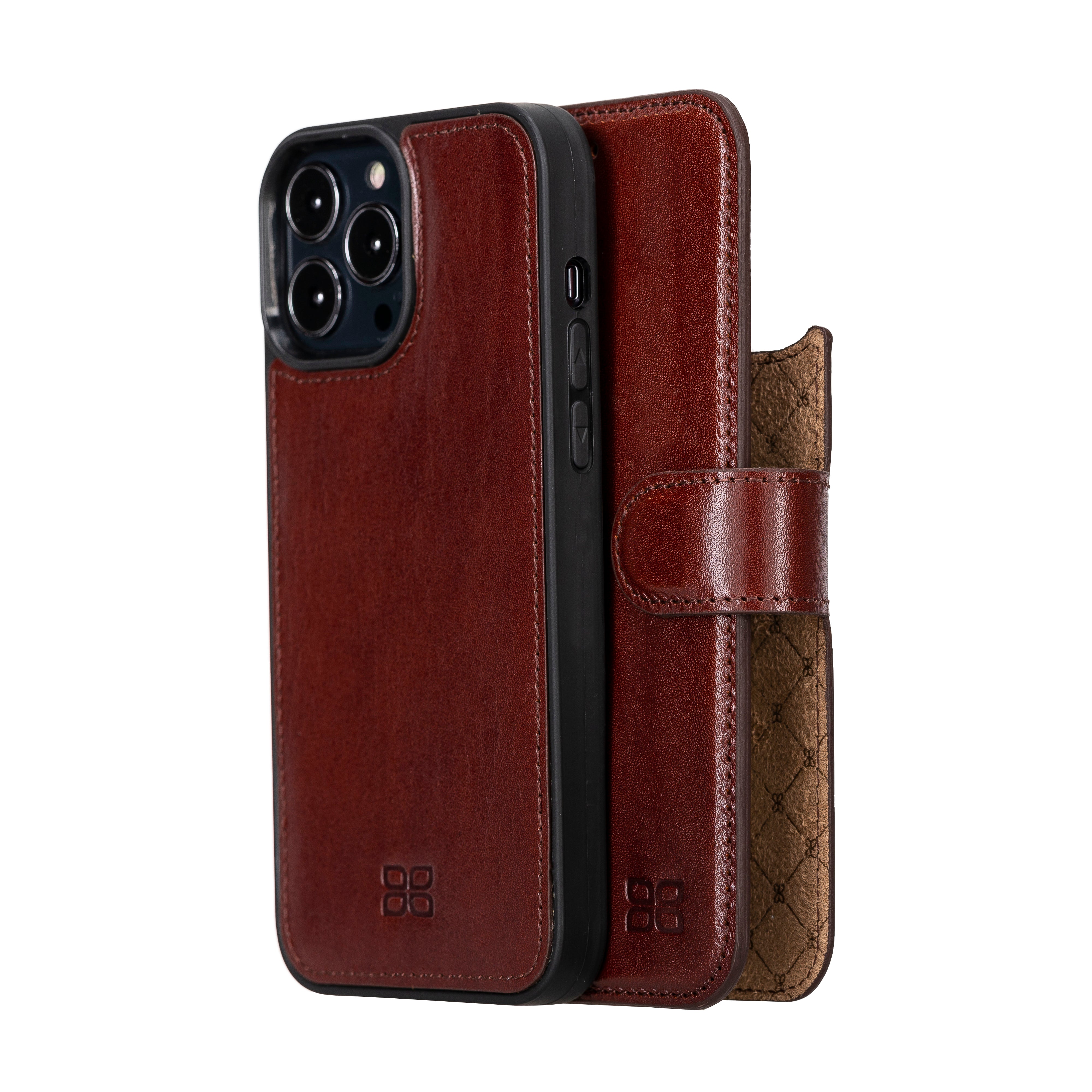 Étui portefeuille détachable en cuir véritable pour iPhone 13