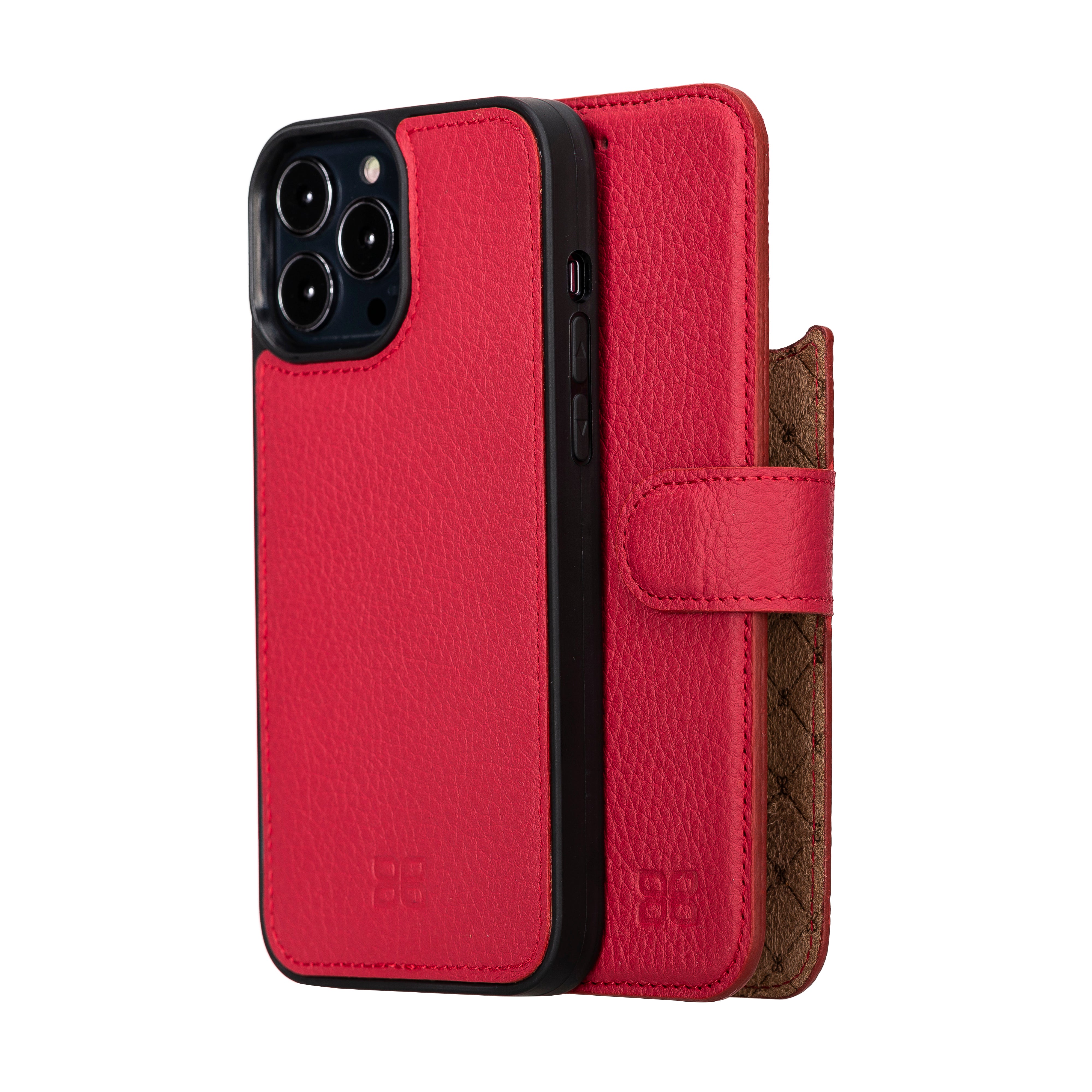 Étui portefeuille détachable en cuir véritable pour iPhone 13