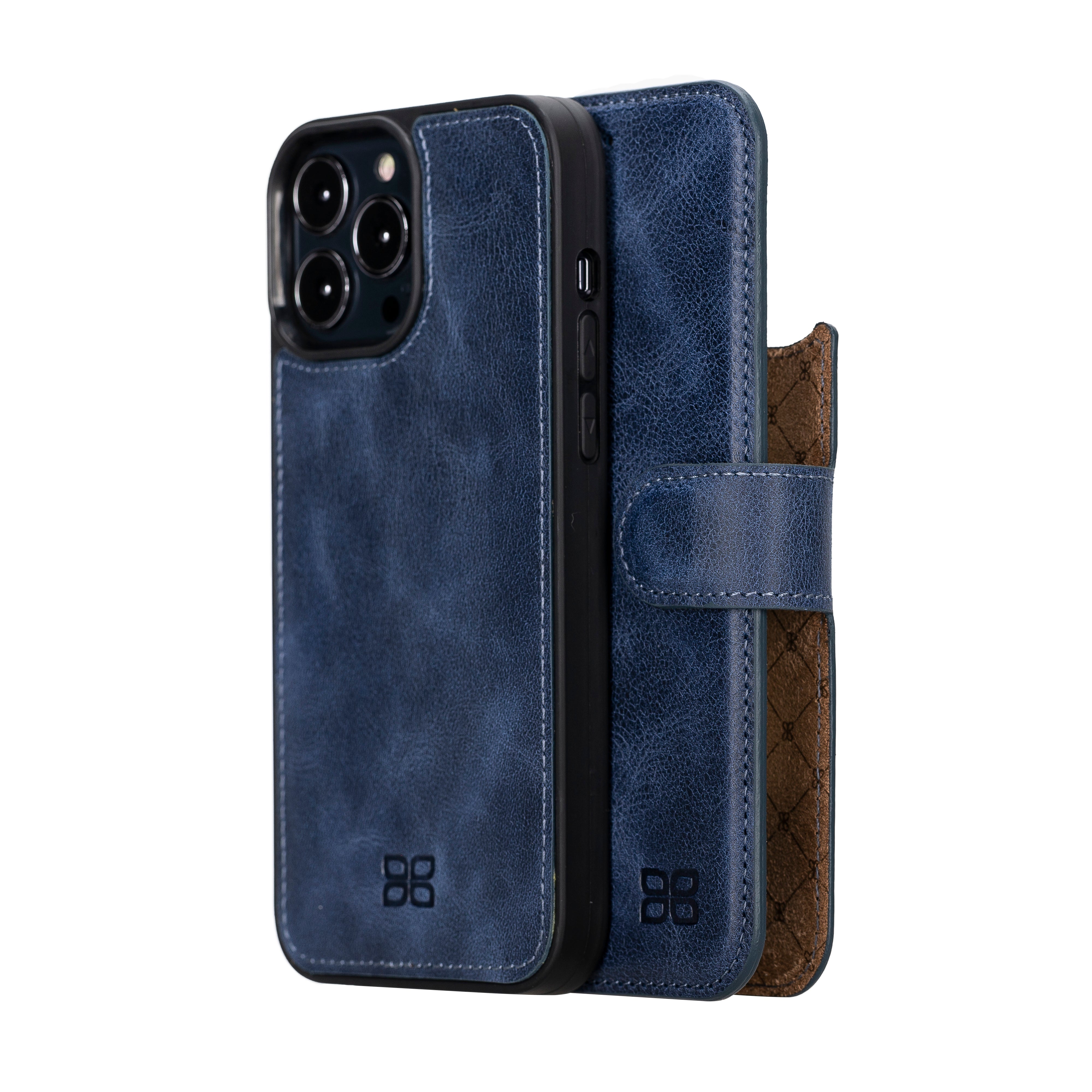 Étui portefeuille détachable en cuir véritable pour iPhone 13