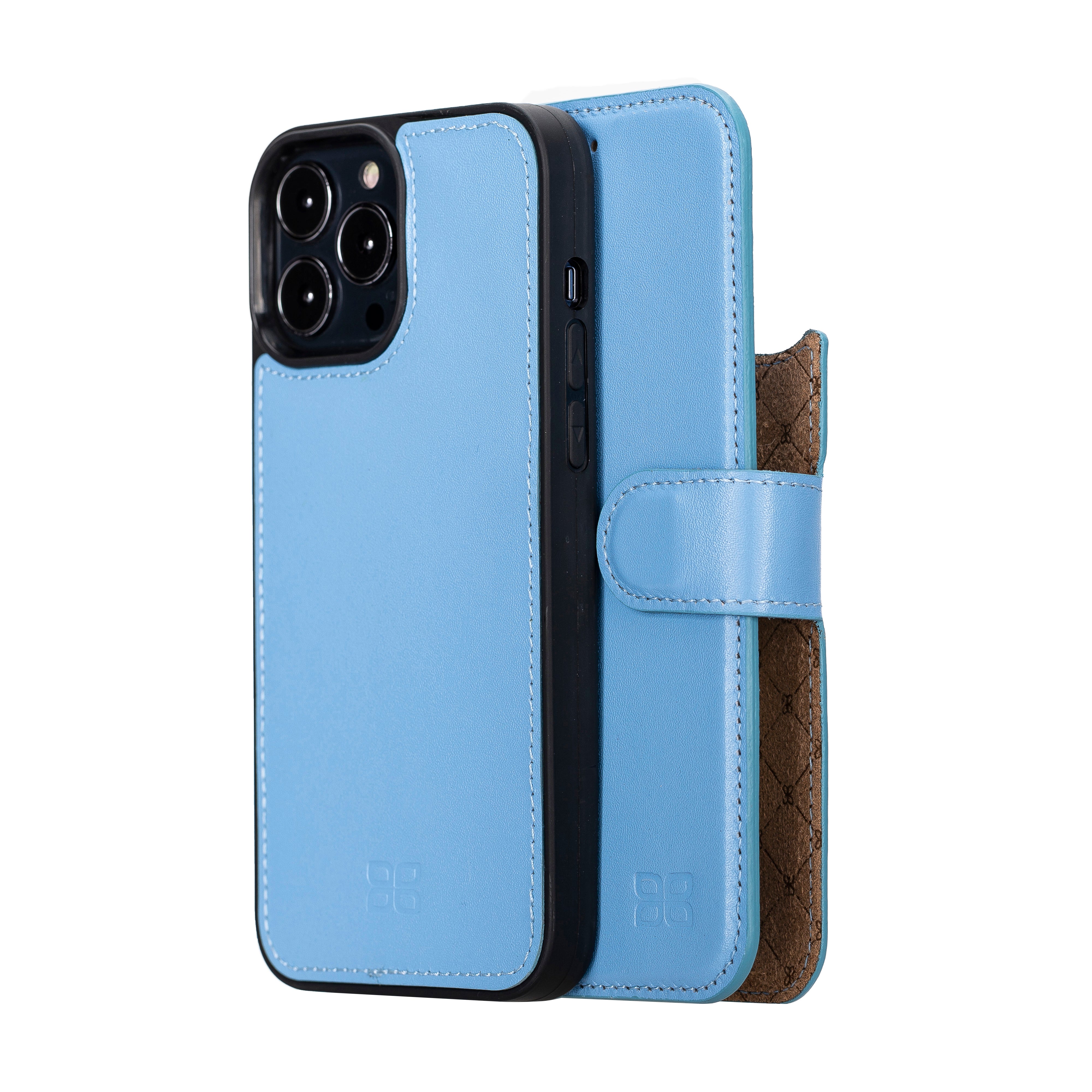 Étui portefeuille détachable en cuir véritable pour iPhone 13