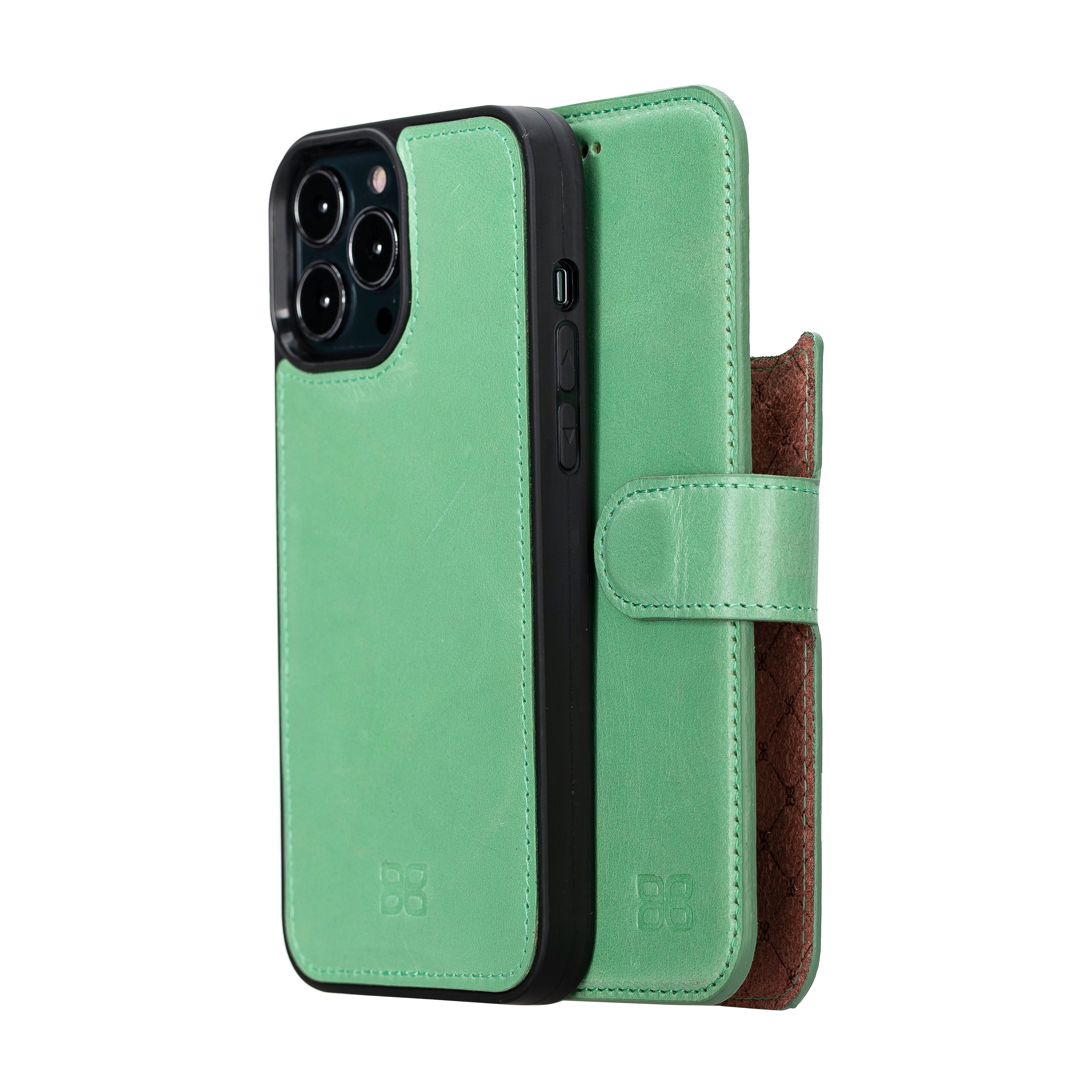 Étui portefeuille détachable en cuir véritable pour iPhone 13