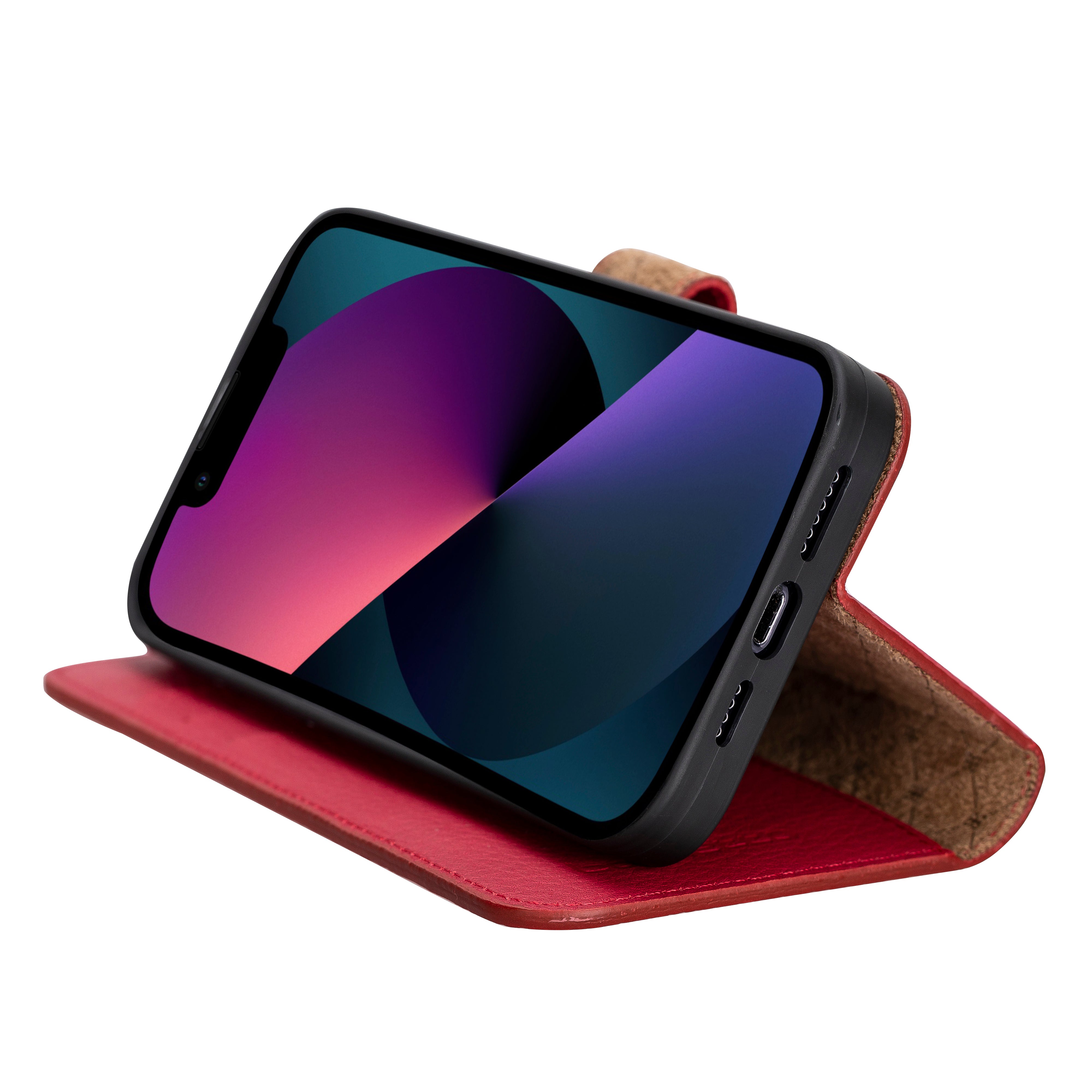 Étui portefeuille détachable en cuir véritable pour iPhone 13