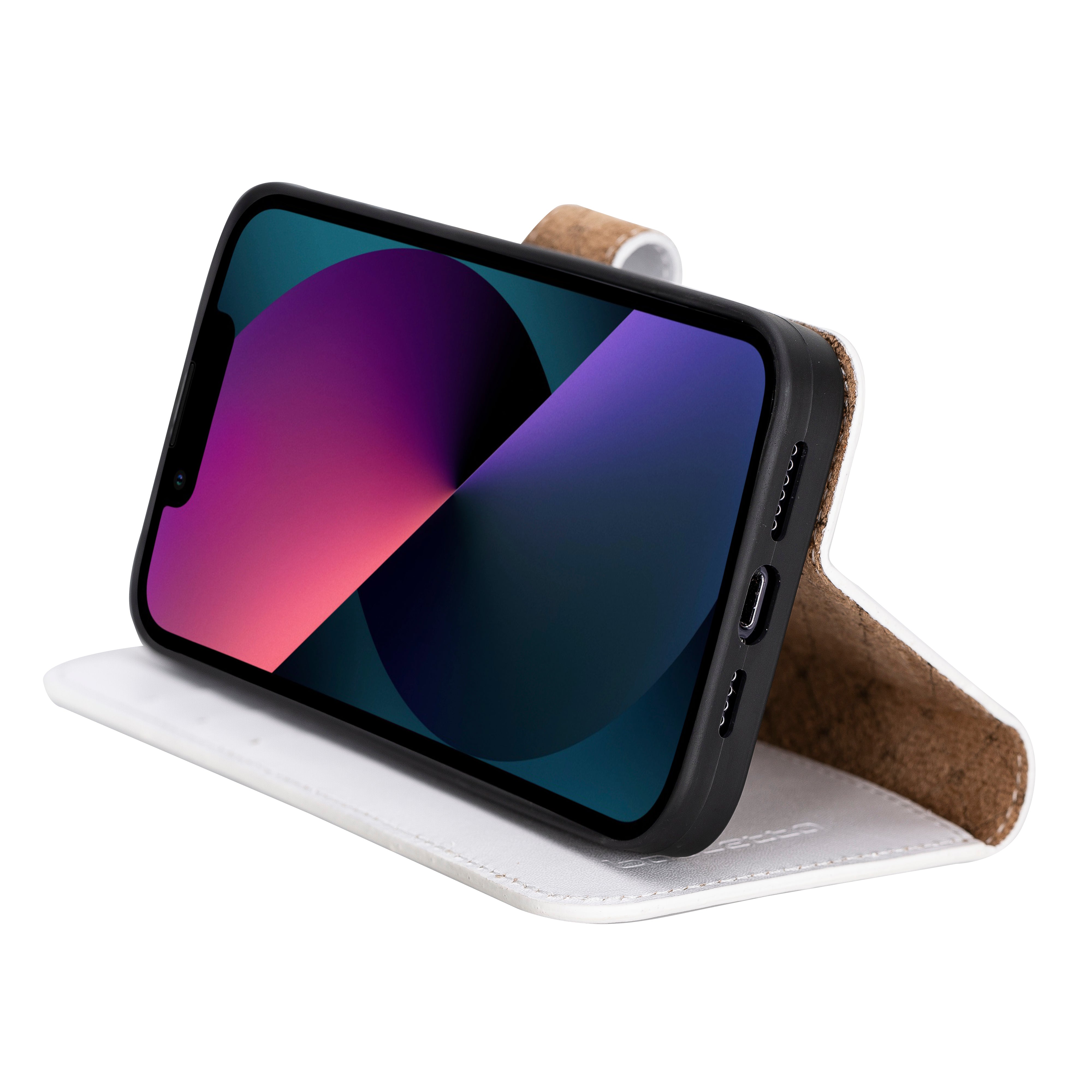 Étui portefeuille détachable en cuir véritable pour iPhone 13