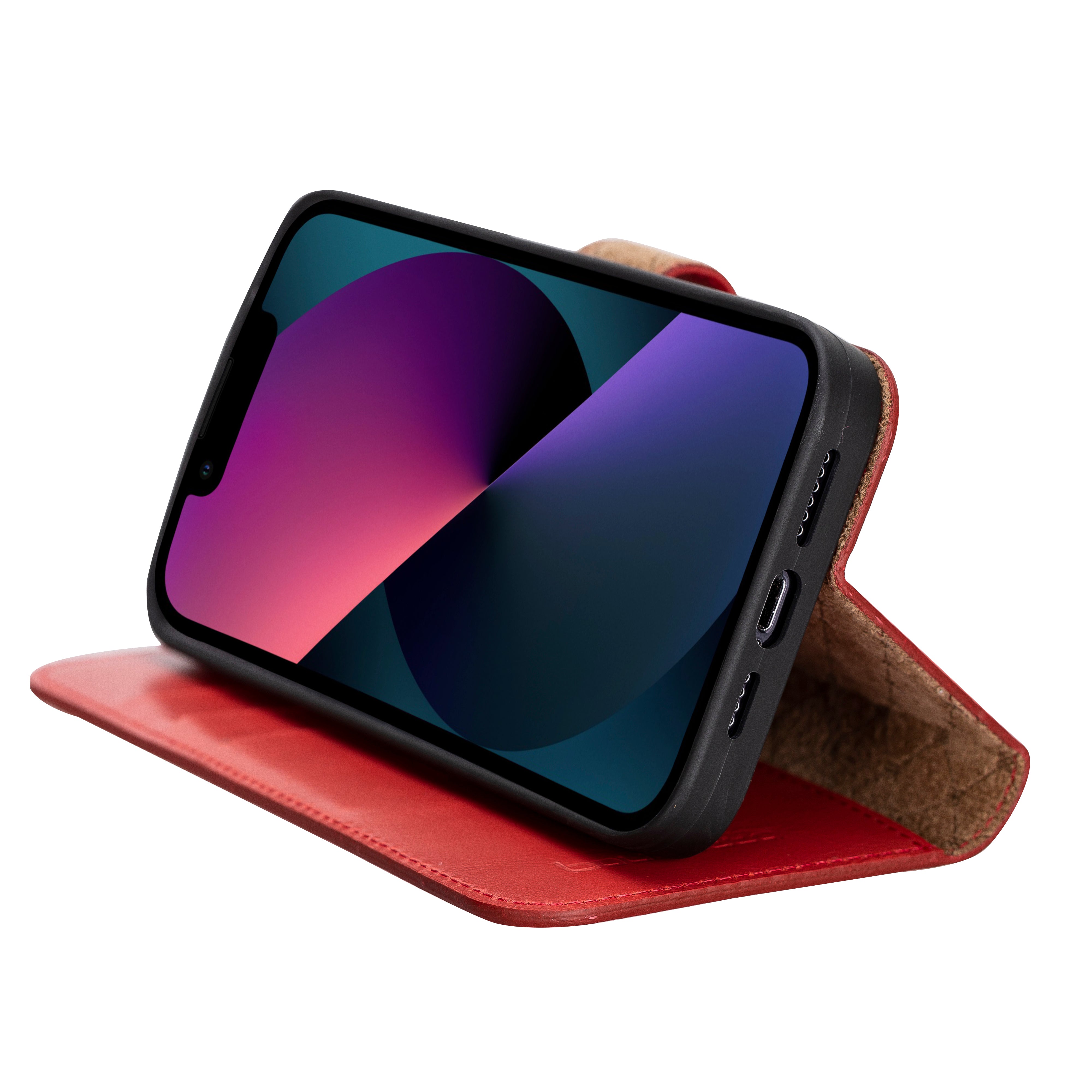 Étui portefeuille détachable en cuir véritable pour iPhone 13
