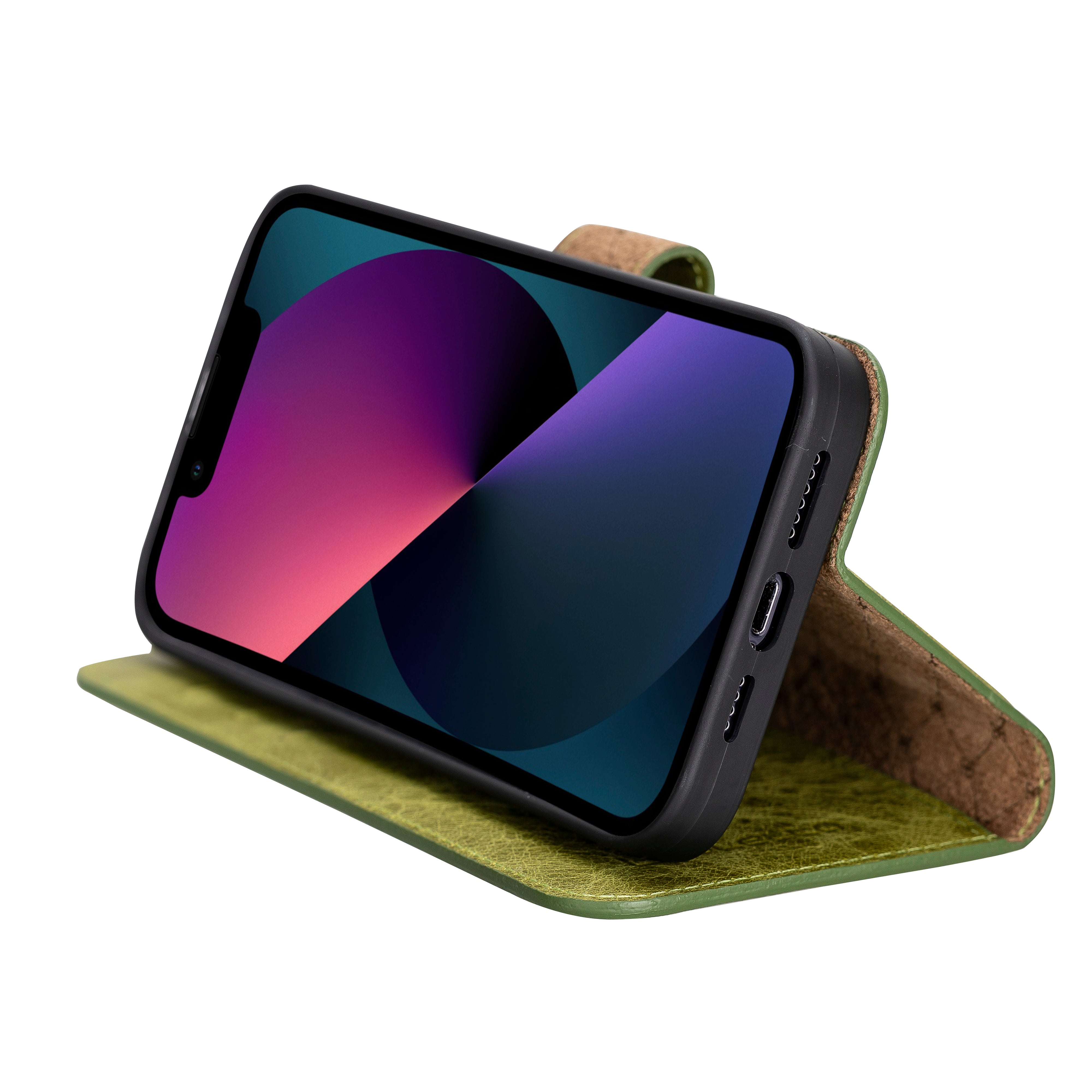 Étui portefeuille détachable en cuir véritable pour iPhone 13