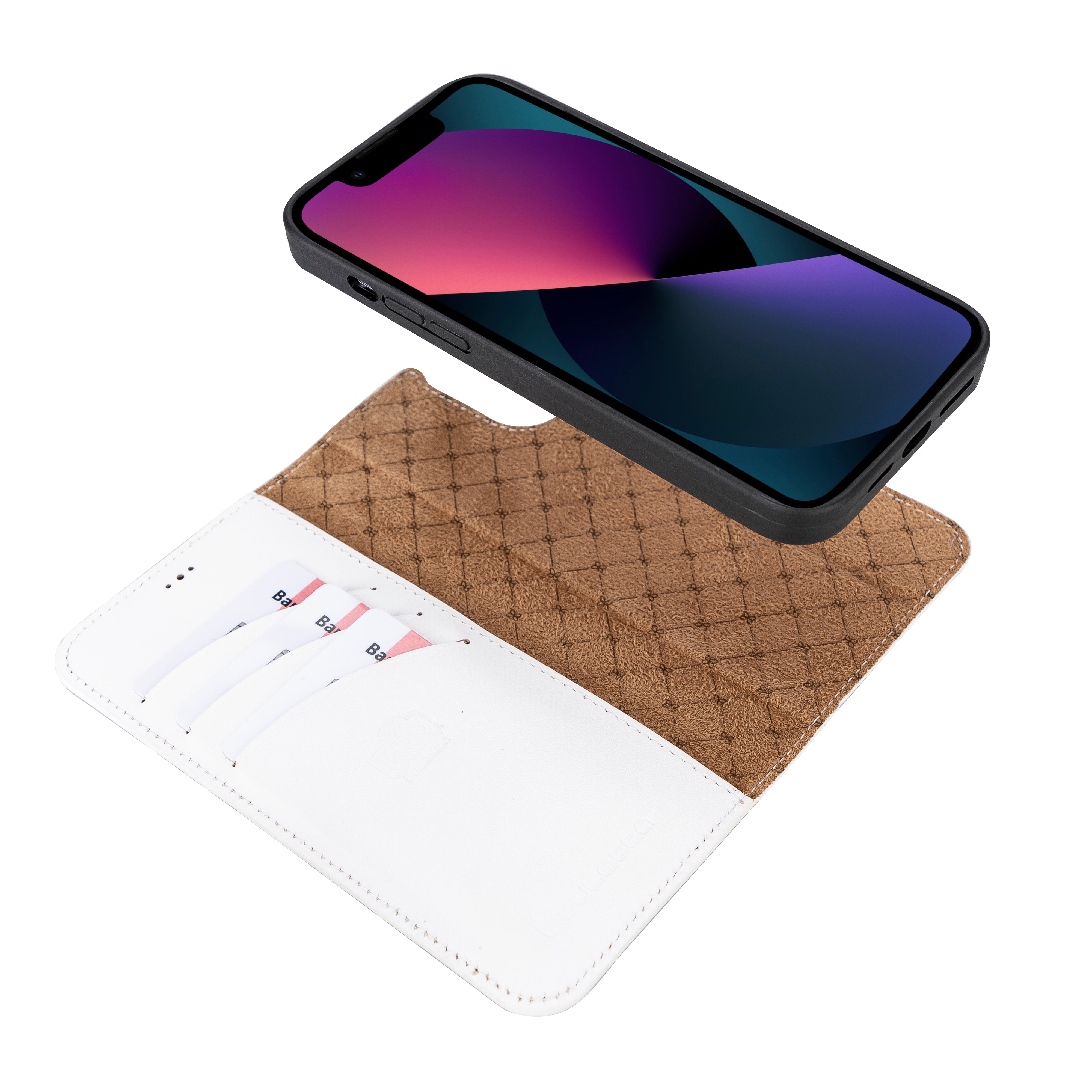 Étui portefeuille détachable en cuir véritable pour iPhone 13