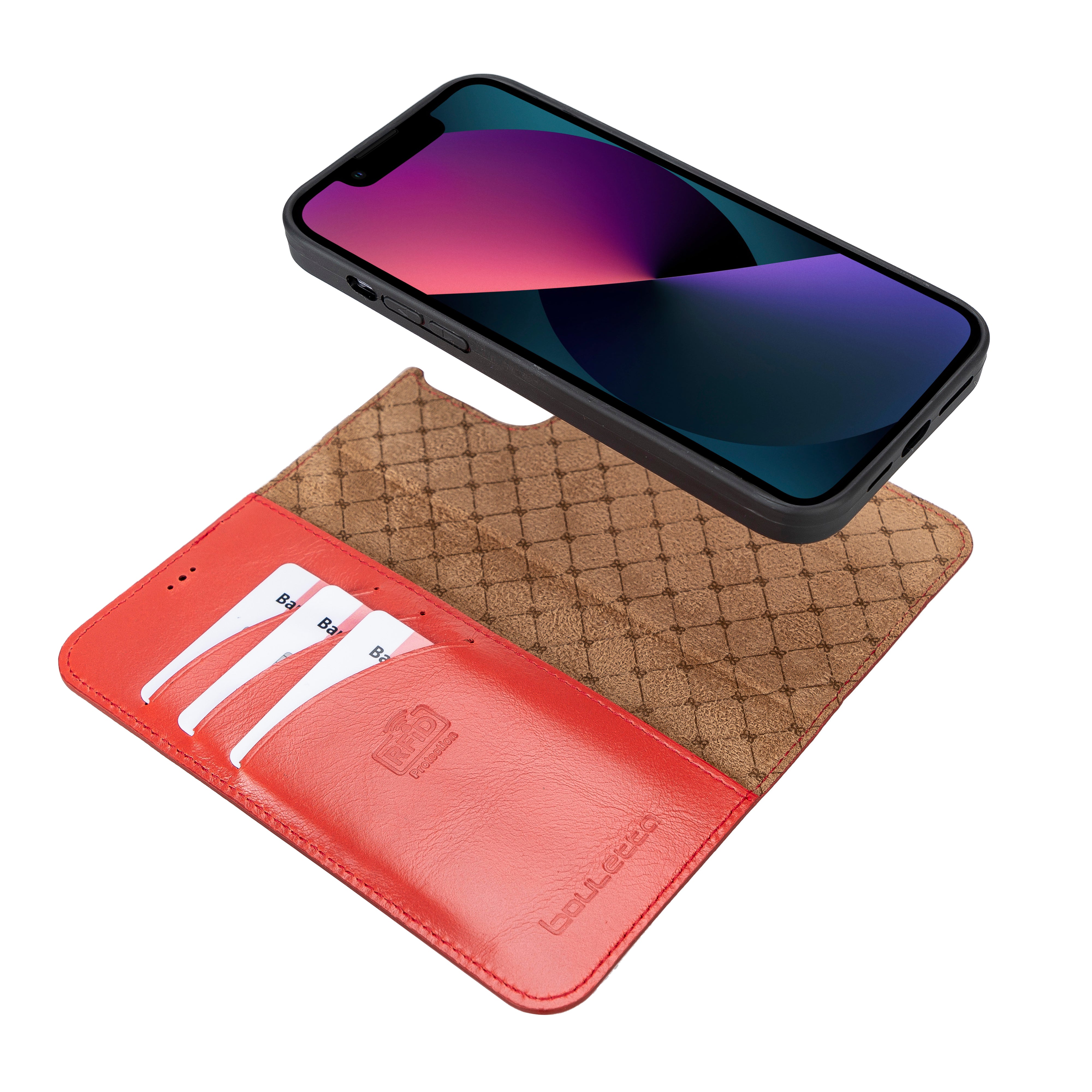 Étui portefeuille détachable en cuir véritable pour iPhone 13