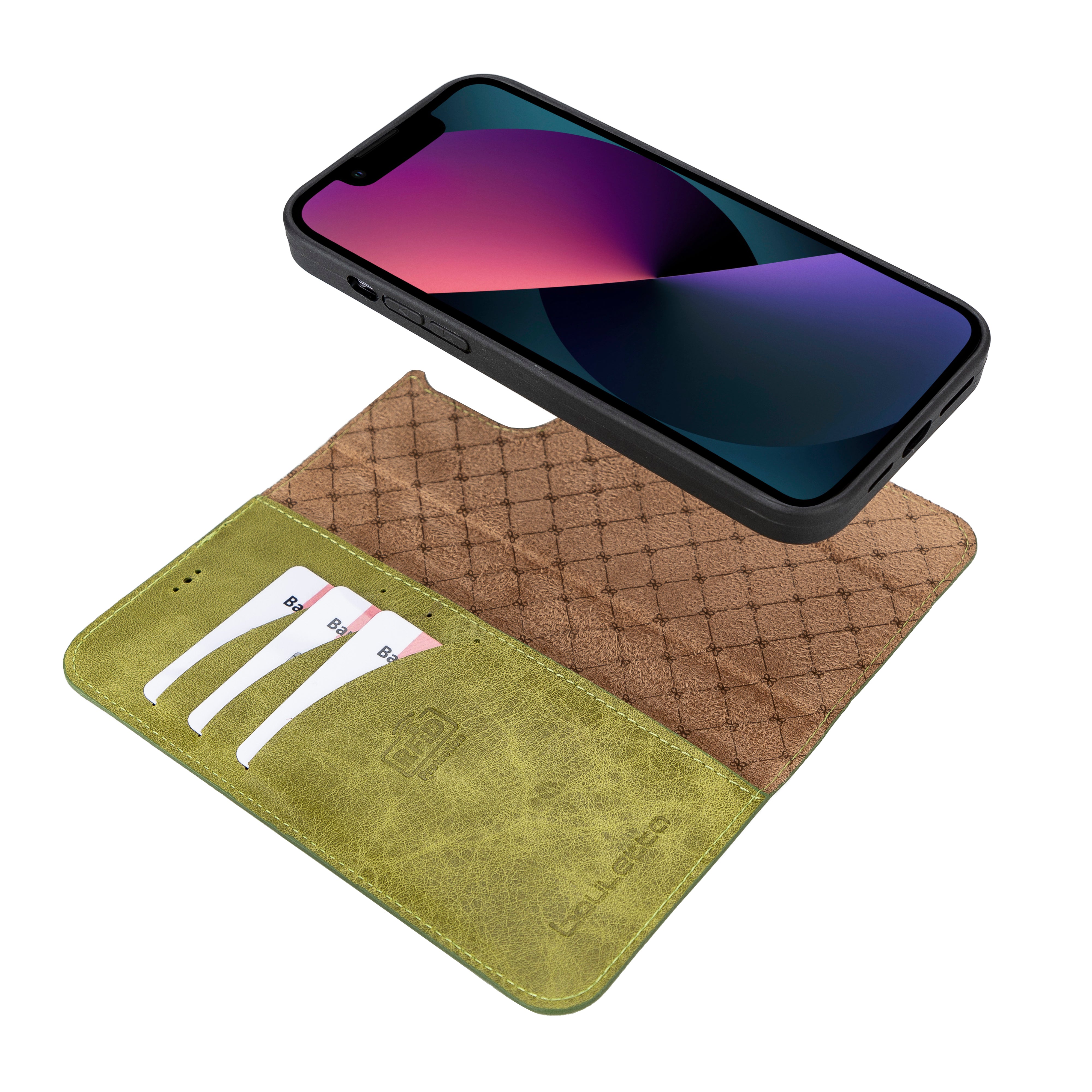 Étui portefeuille détachable en cuir véritable pour iPhone 13