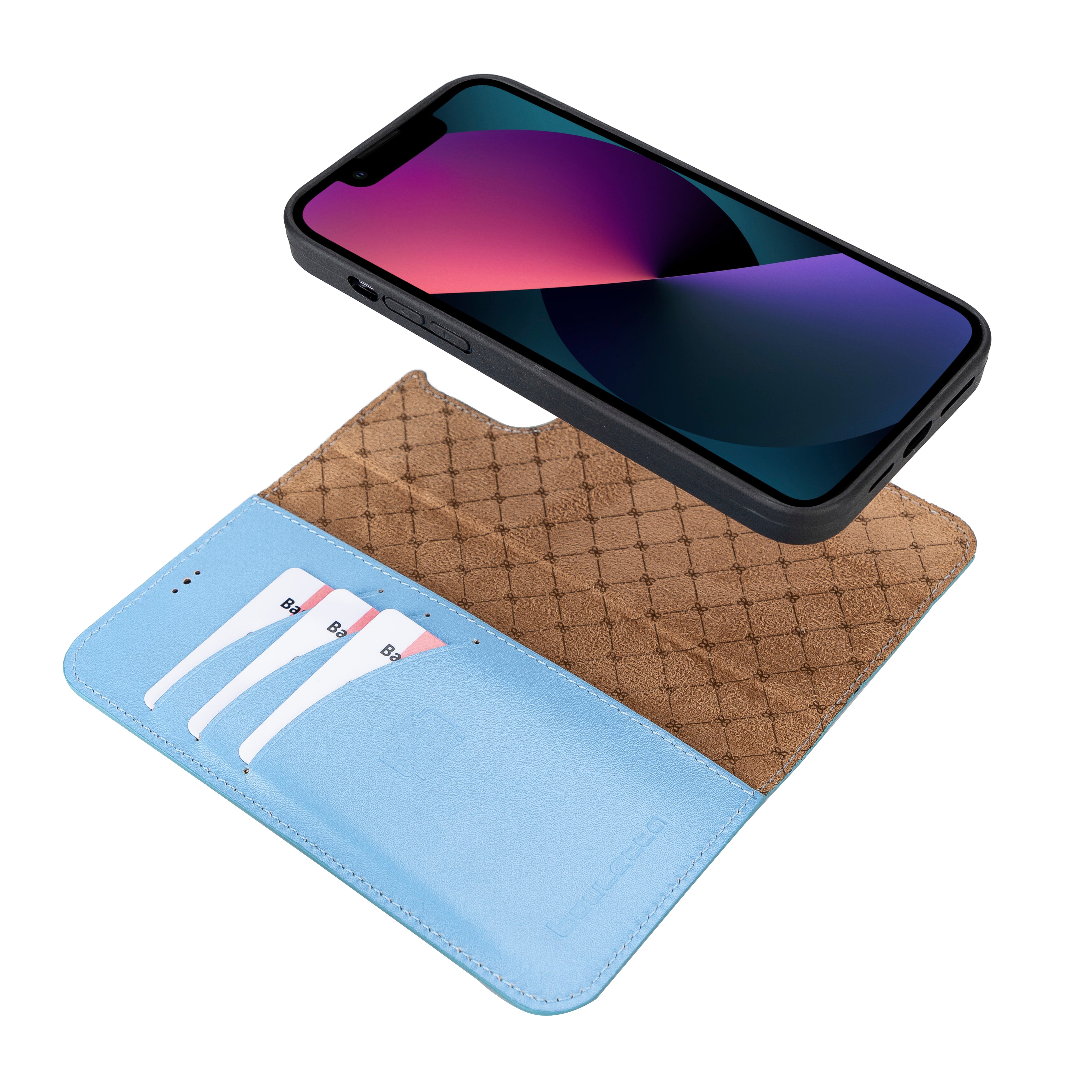 Étui portefeuille détachable en cuir véritable pour iPhone 13