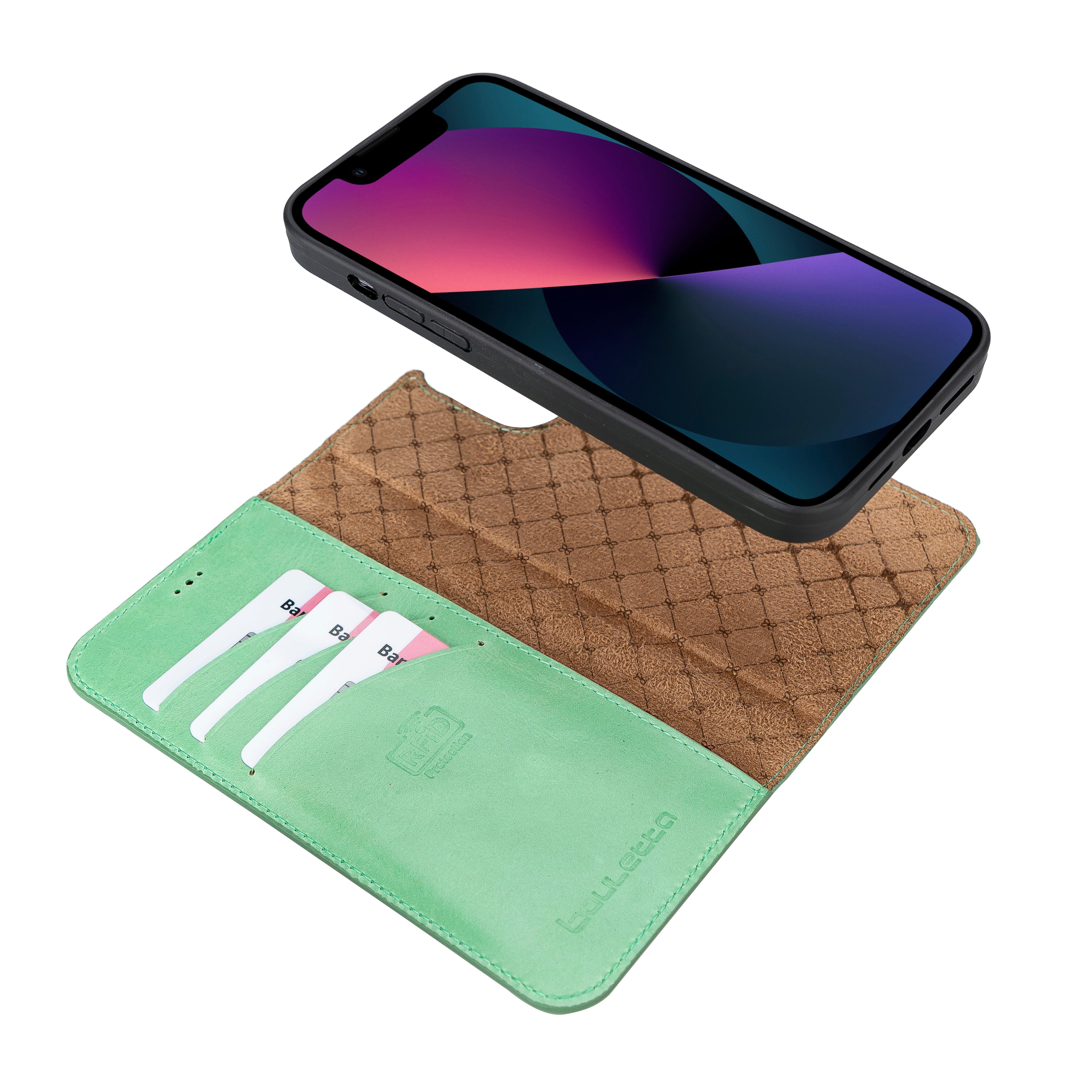 Étui portefeuille détachable en cuir véritable pour iPhone 13