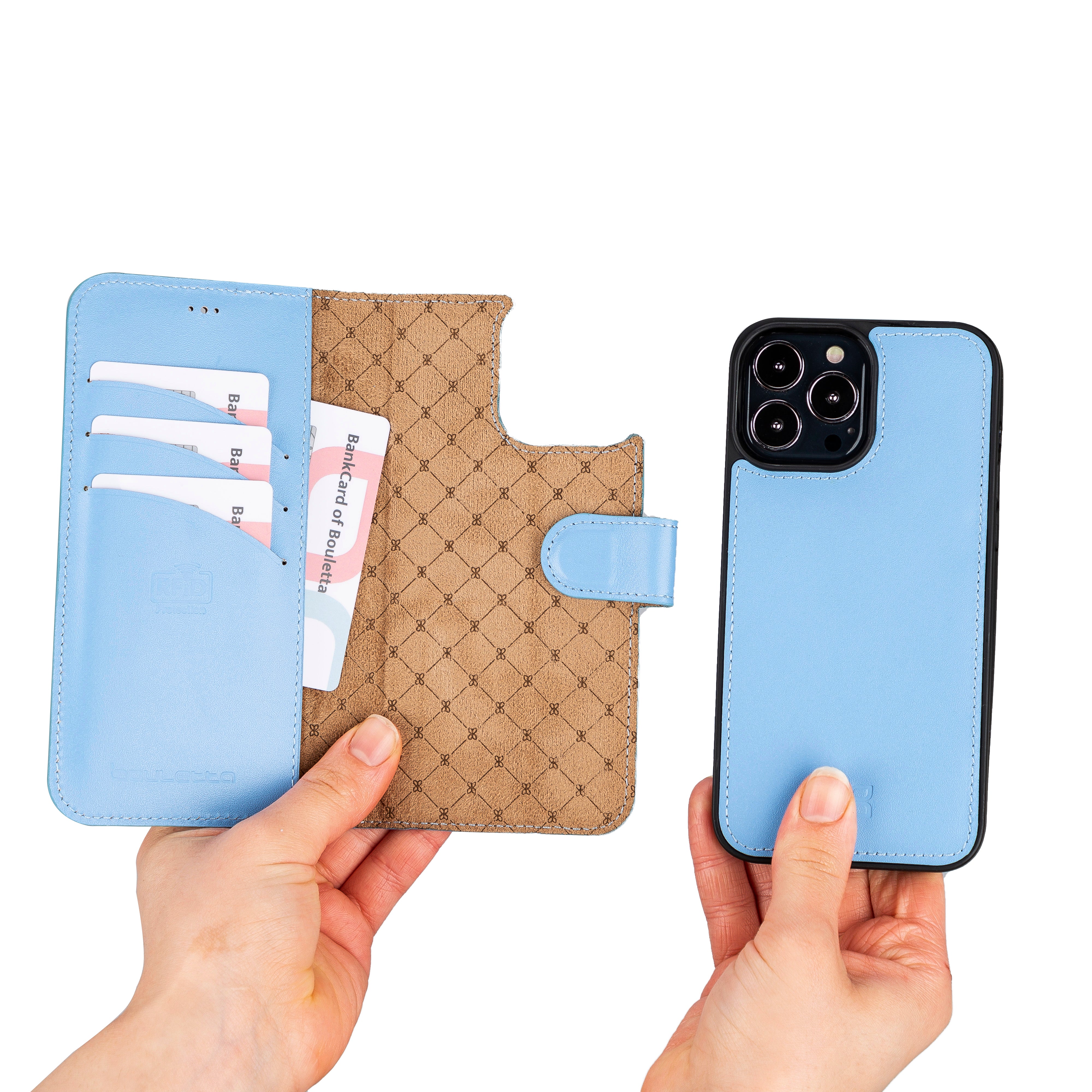 Étui portefeuille détachable en cuir véritable pour iPhone 13