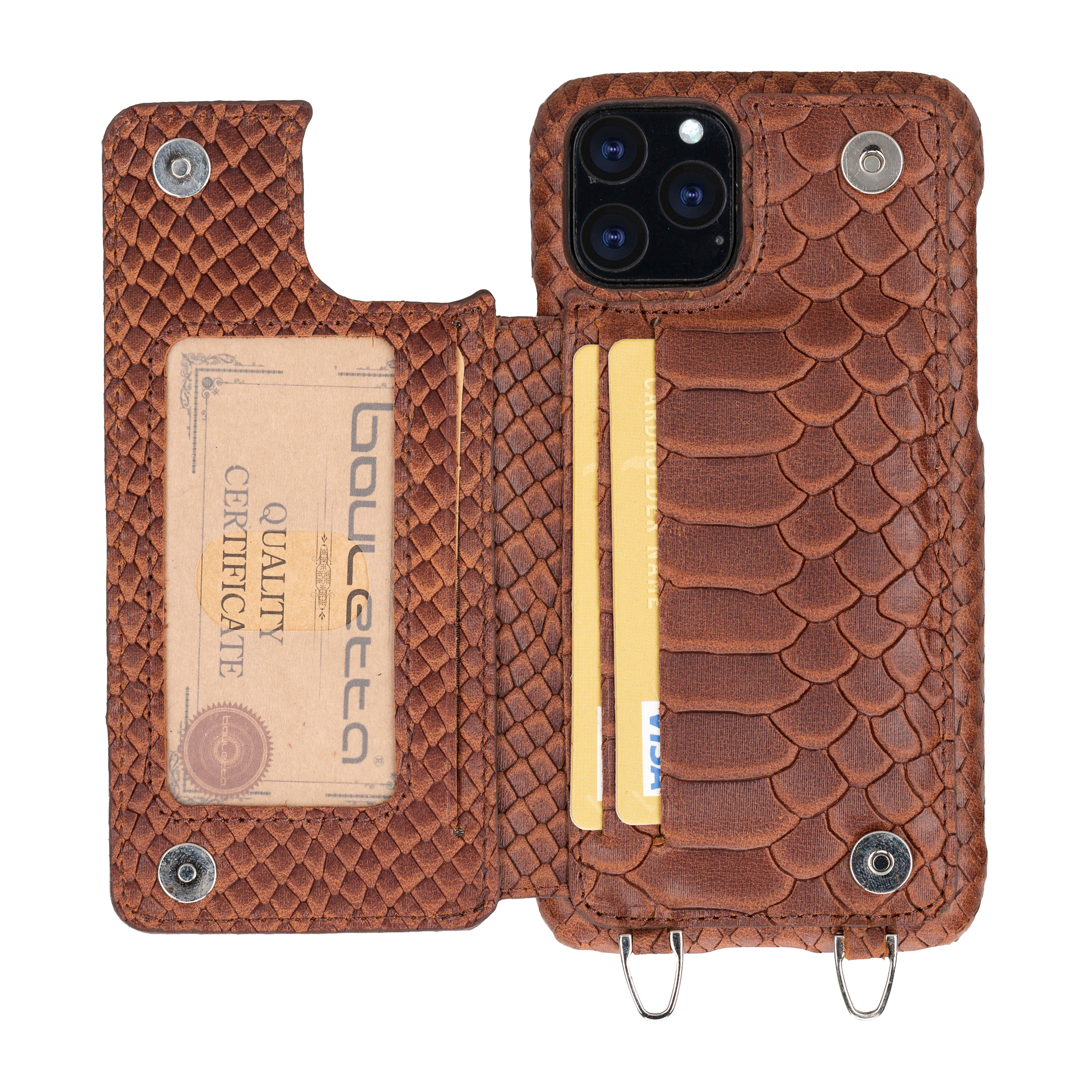 Saff iPhone 11 Series Genuine Leather Case with Crossbody Strap