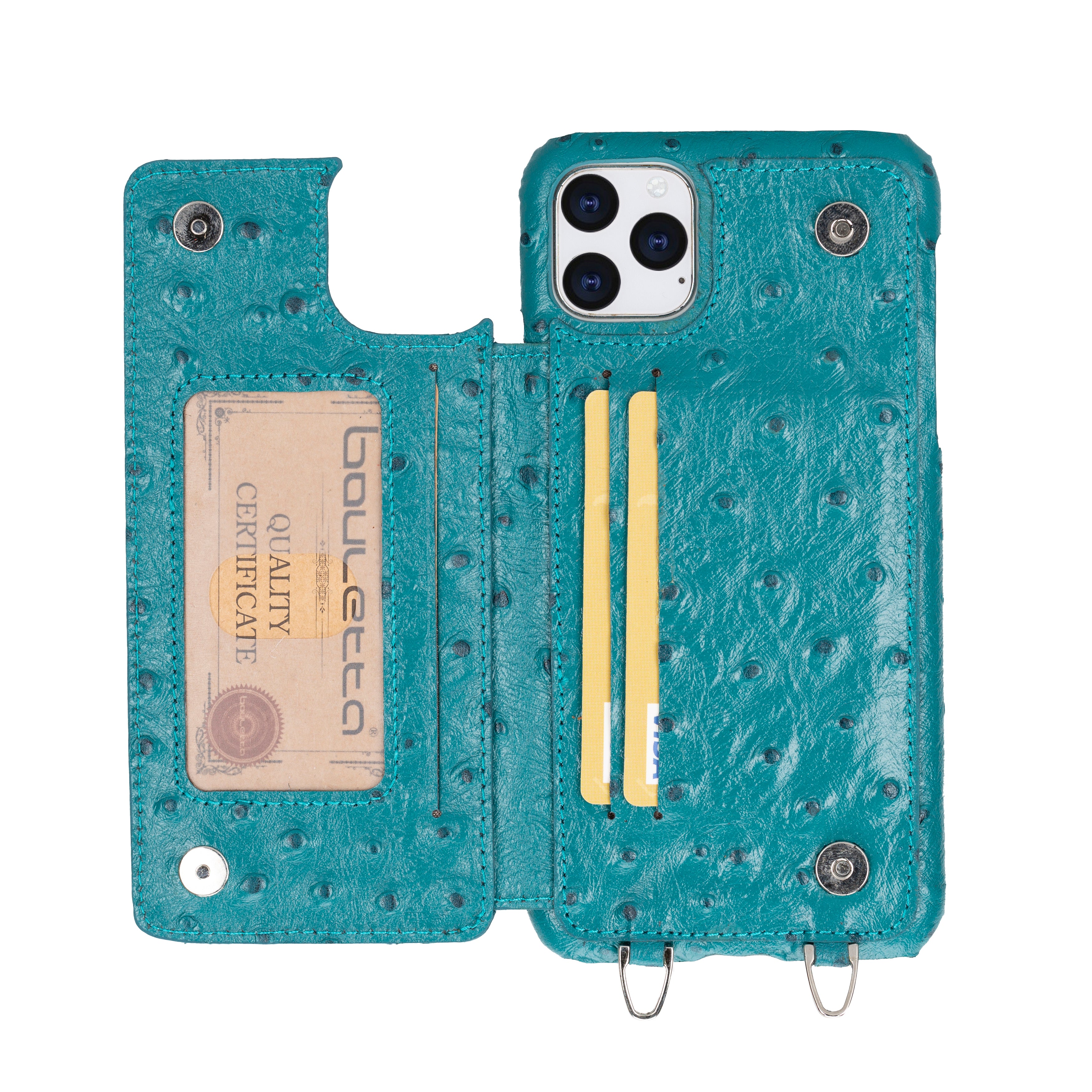 Saff iPhone 11 Series Genuine Leather Case with Crossbody Strap