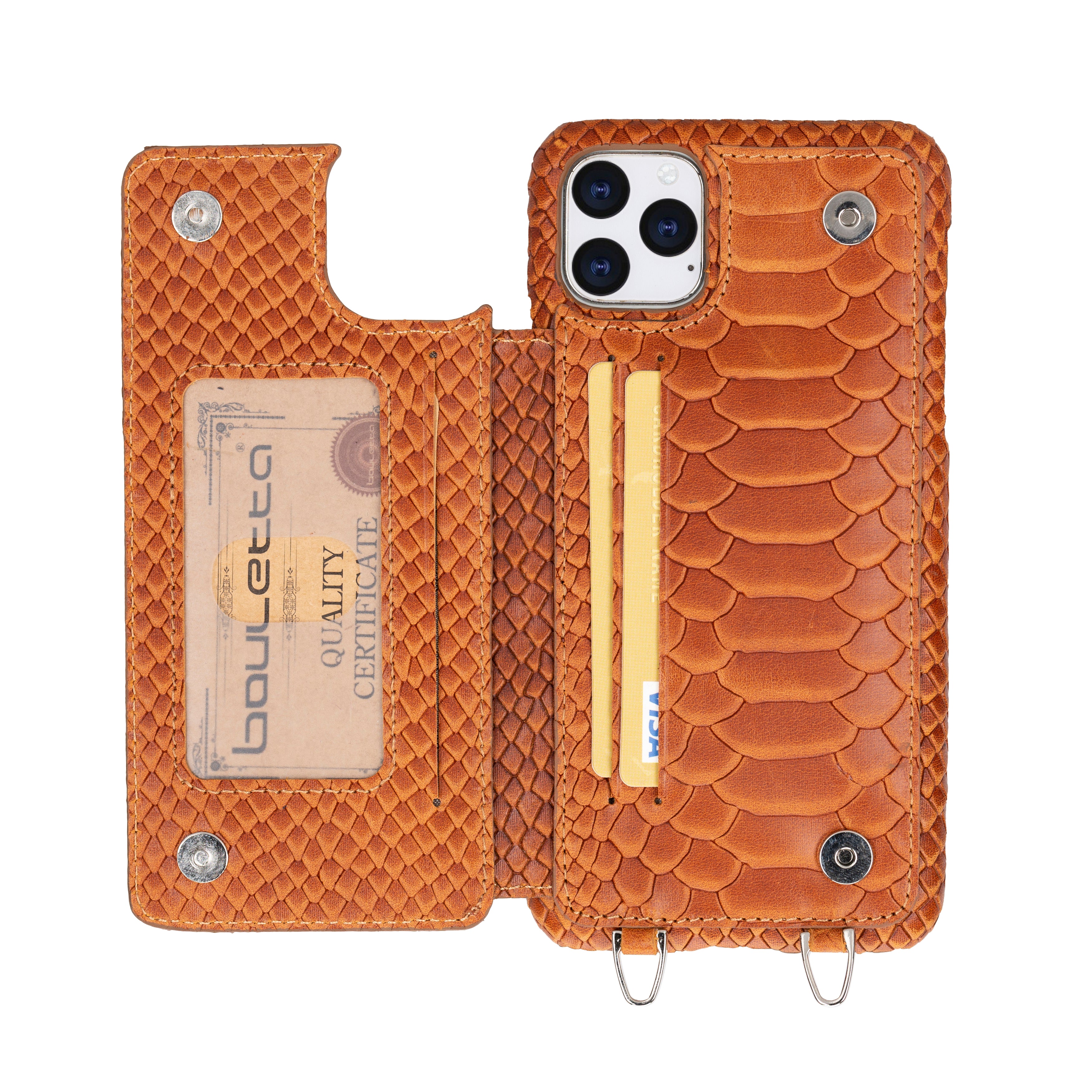 Saff iPhone 11 Series Genuine Leather Case with Crossbody Strap