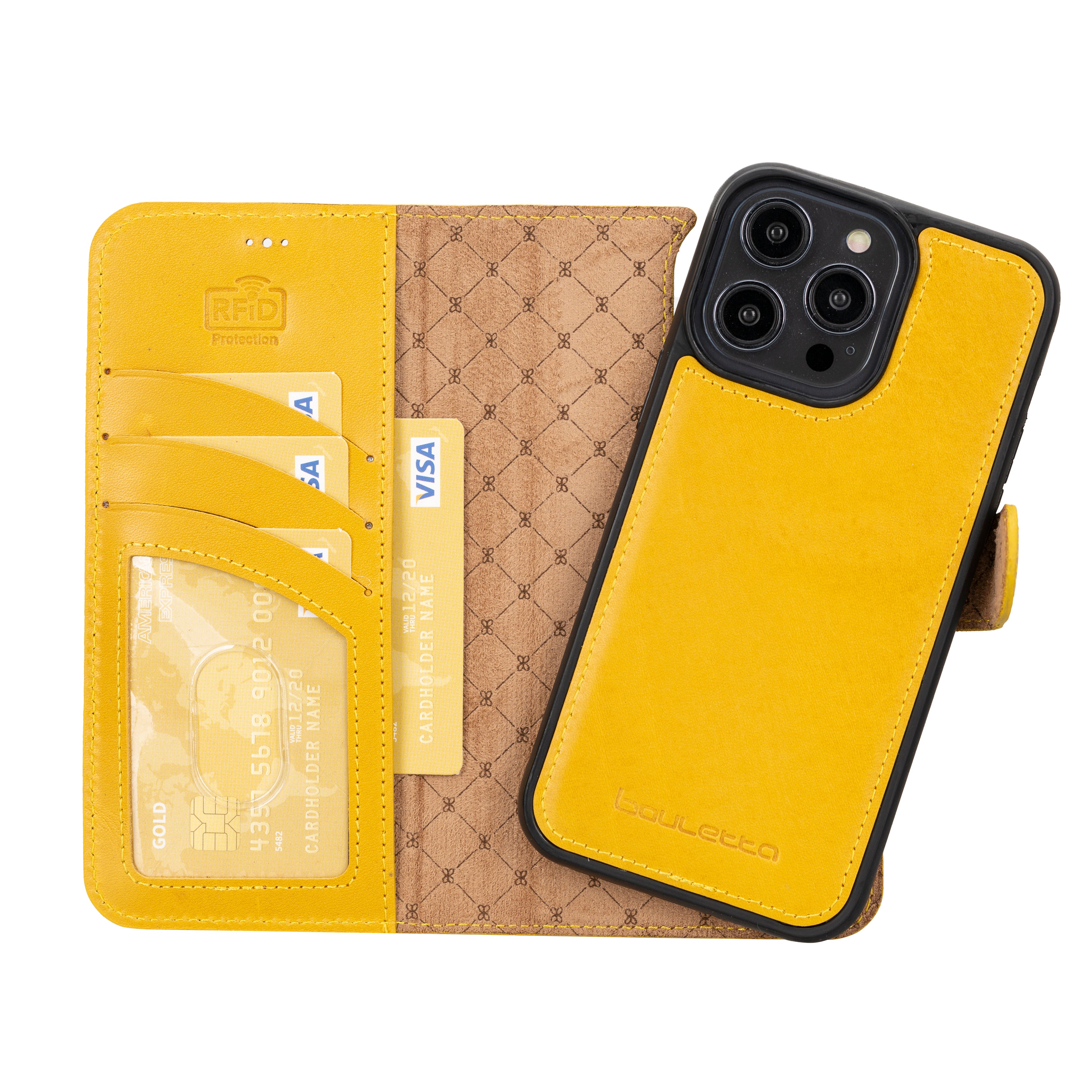 Étui portefeuille amovible en cuir véritable pour iPhone 14 Pro Max (6,7")