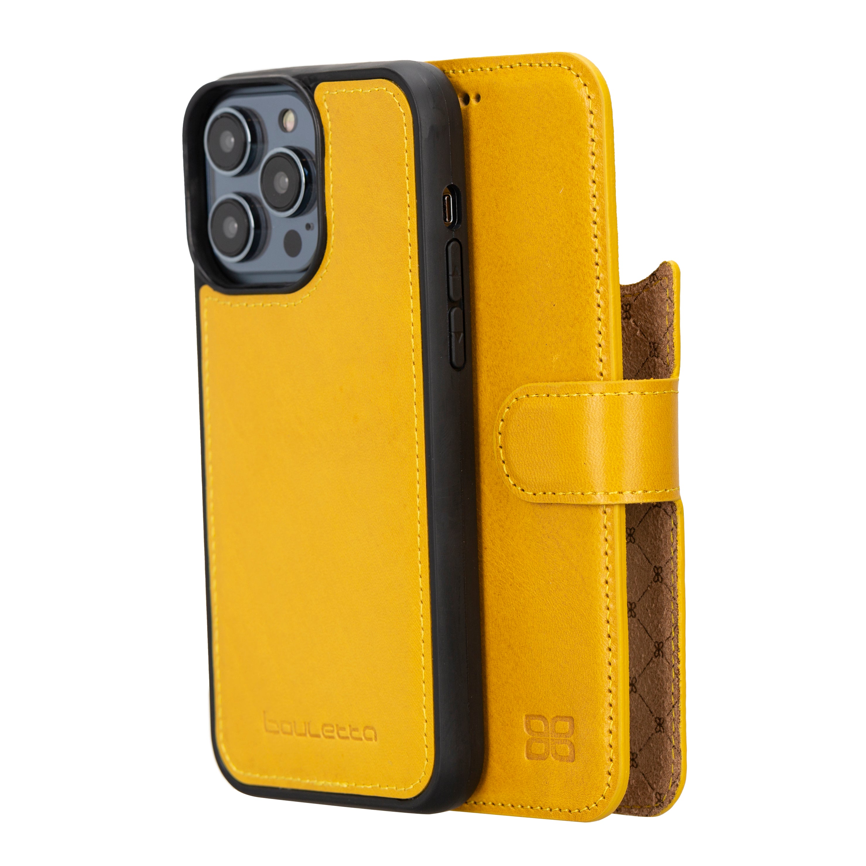 Étui portefeuille amovible en cuir véritable pour iPhone 14 Pro Max (6,7")